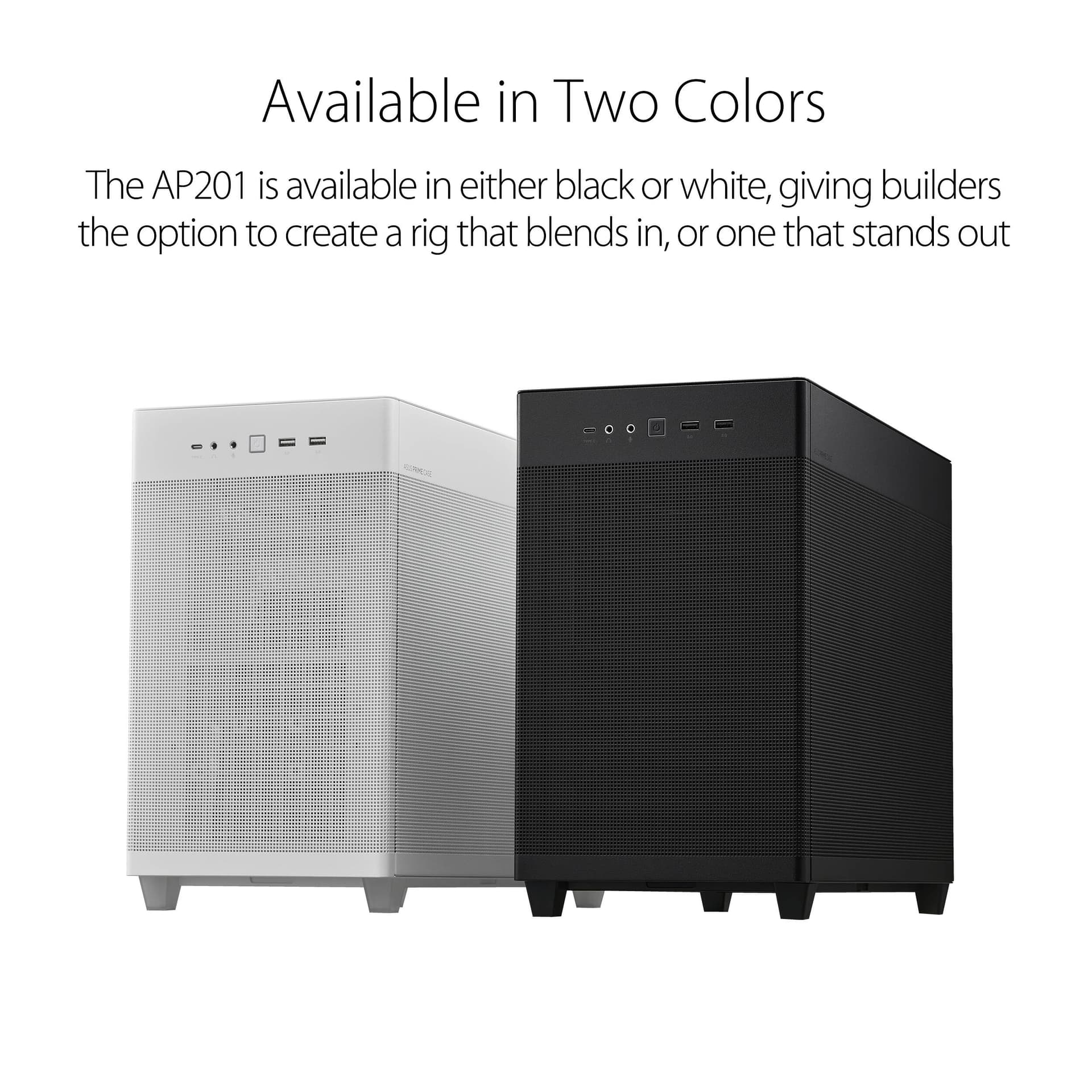 ASUS AP201 white mesh MicroATX mini tower computer case