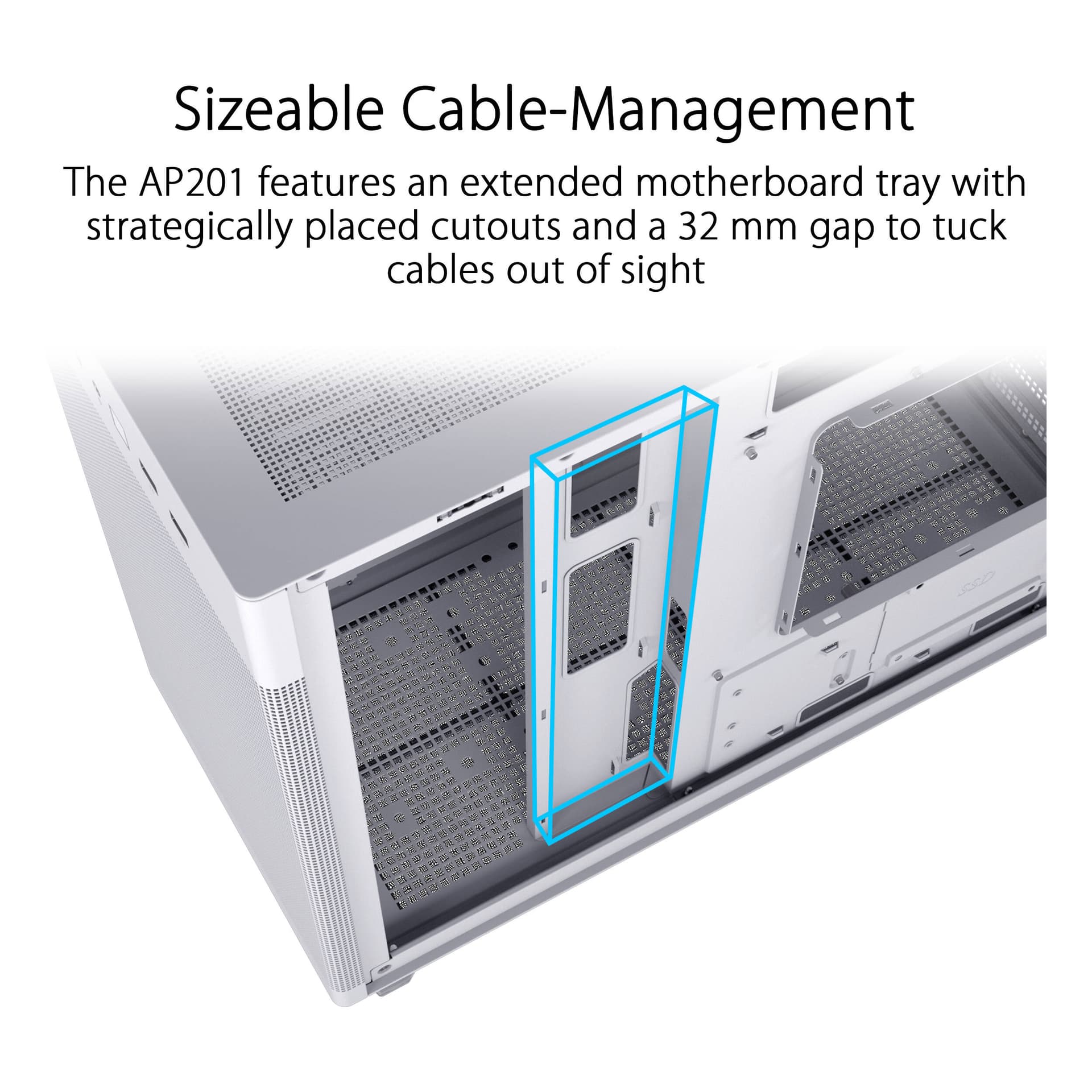 ASUS Prime AP201 white tempered glass microATX chassis with USB Type-C front panel
