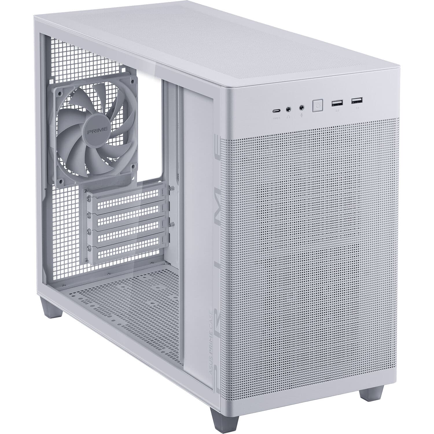 ASUS Prime AP201 white tempered glass microATX chassis with USB Type-C front panel