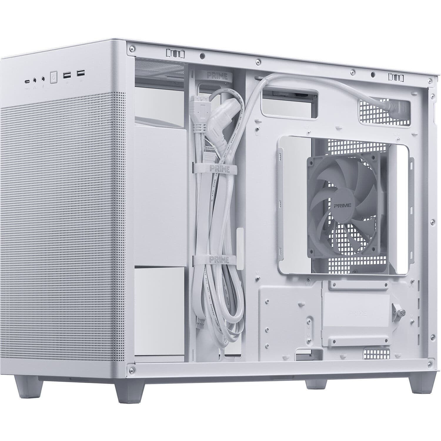 ASUS Prime AP201 white tempered glass microATX chassis with USB Type-C front panel