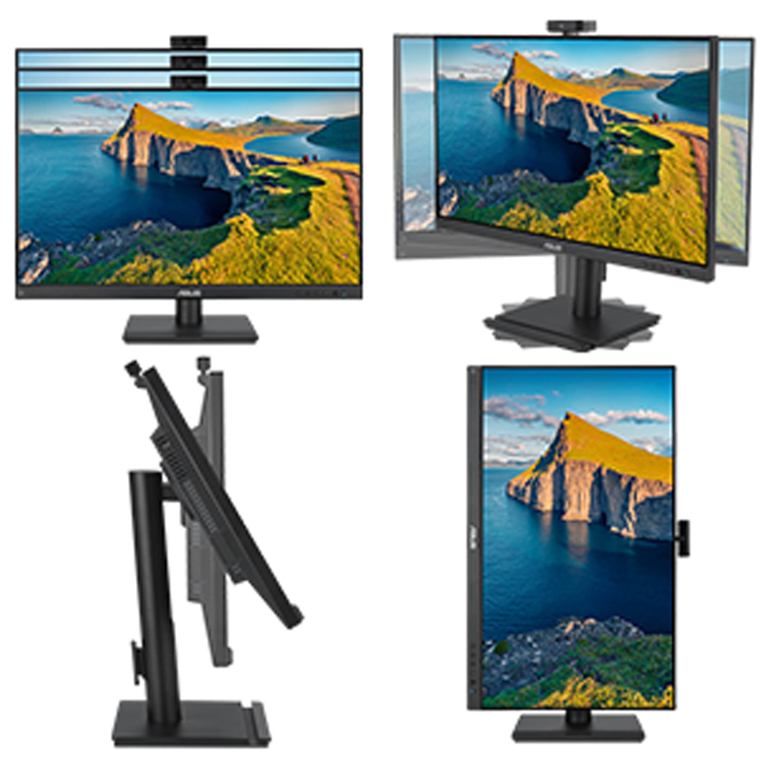 ASUS BE249QFK 24-inch Full HD IPS video conferencing monitor with webcam, mic array, and speakers