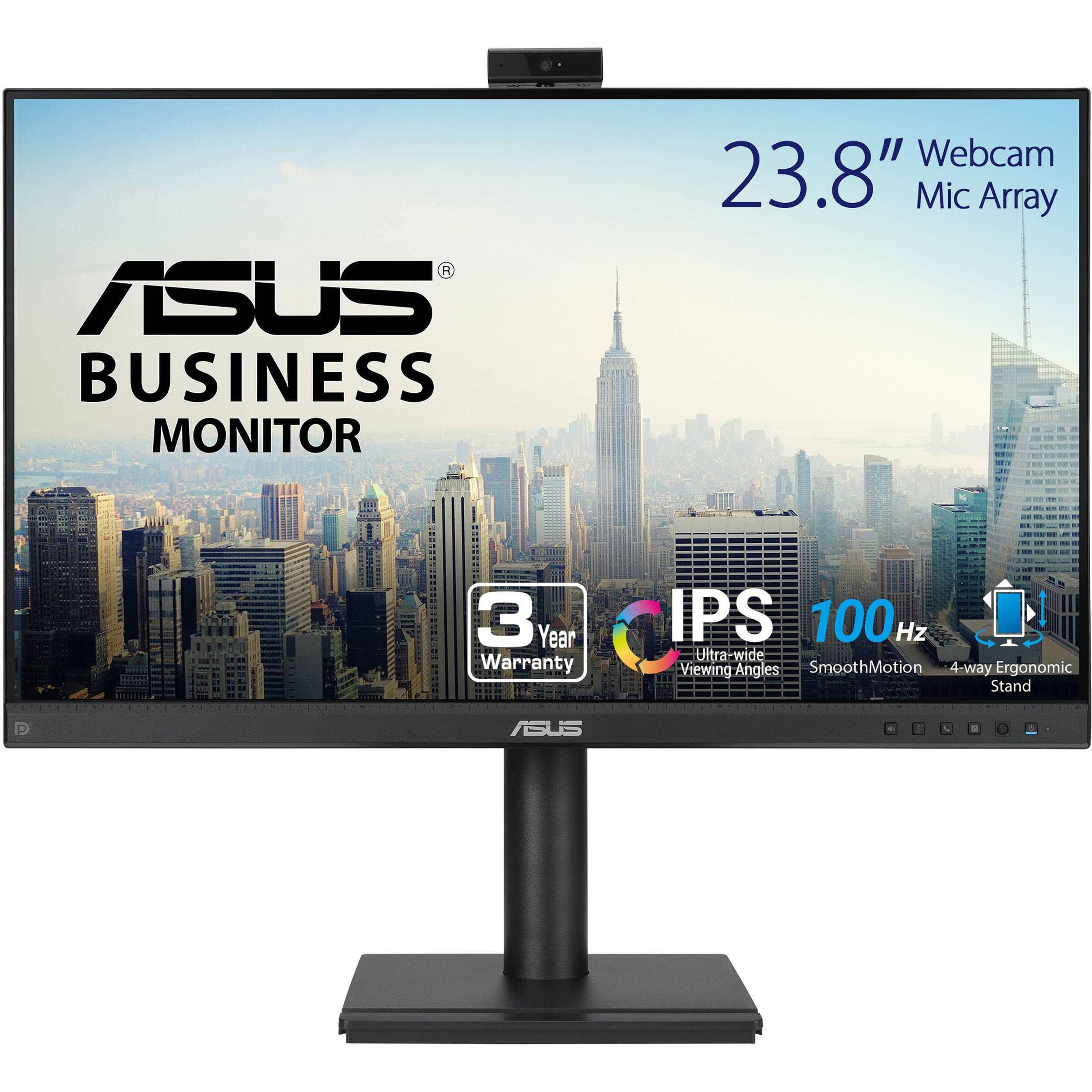 ASUS BE249QFK 24-inch Full HD IPS video conferencing monitor with webcam, mic array, and speakers