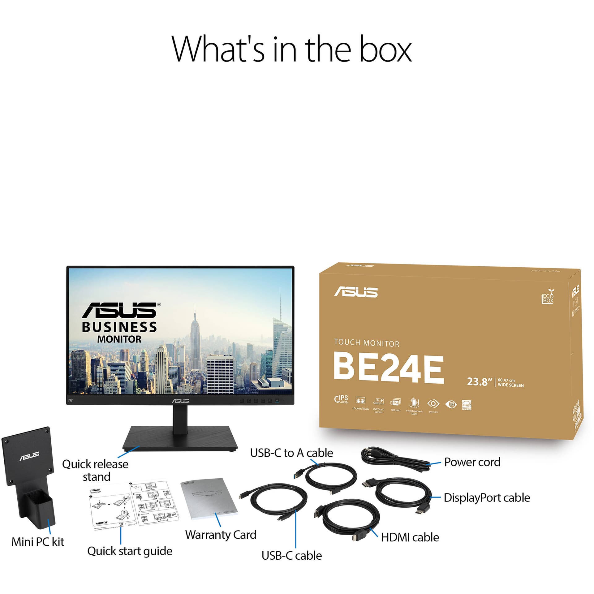 ASUS BE24ECSBT 23.8-inch Full HD IPS touch monitor with 10-point multi-touch