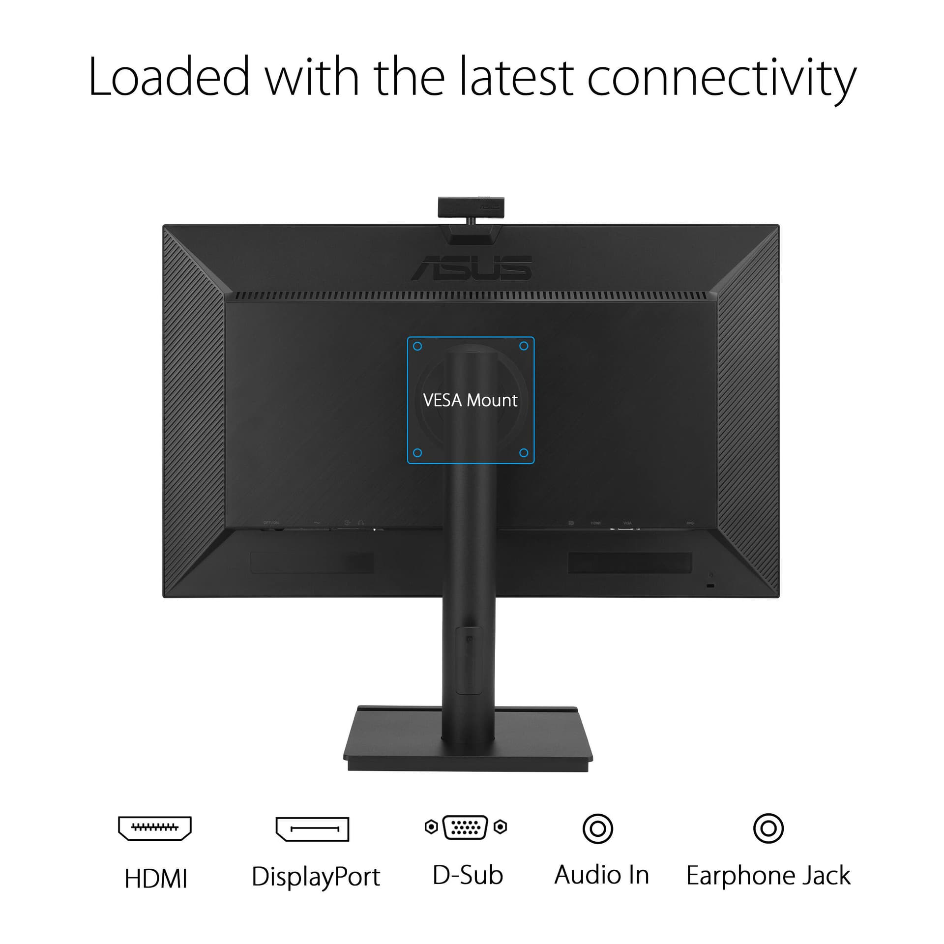 ASUS BE279QFK 27-inch Full HD IPS monitor with built-in webcam, mic array, speakers, and height-adjustable stand