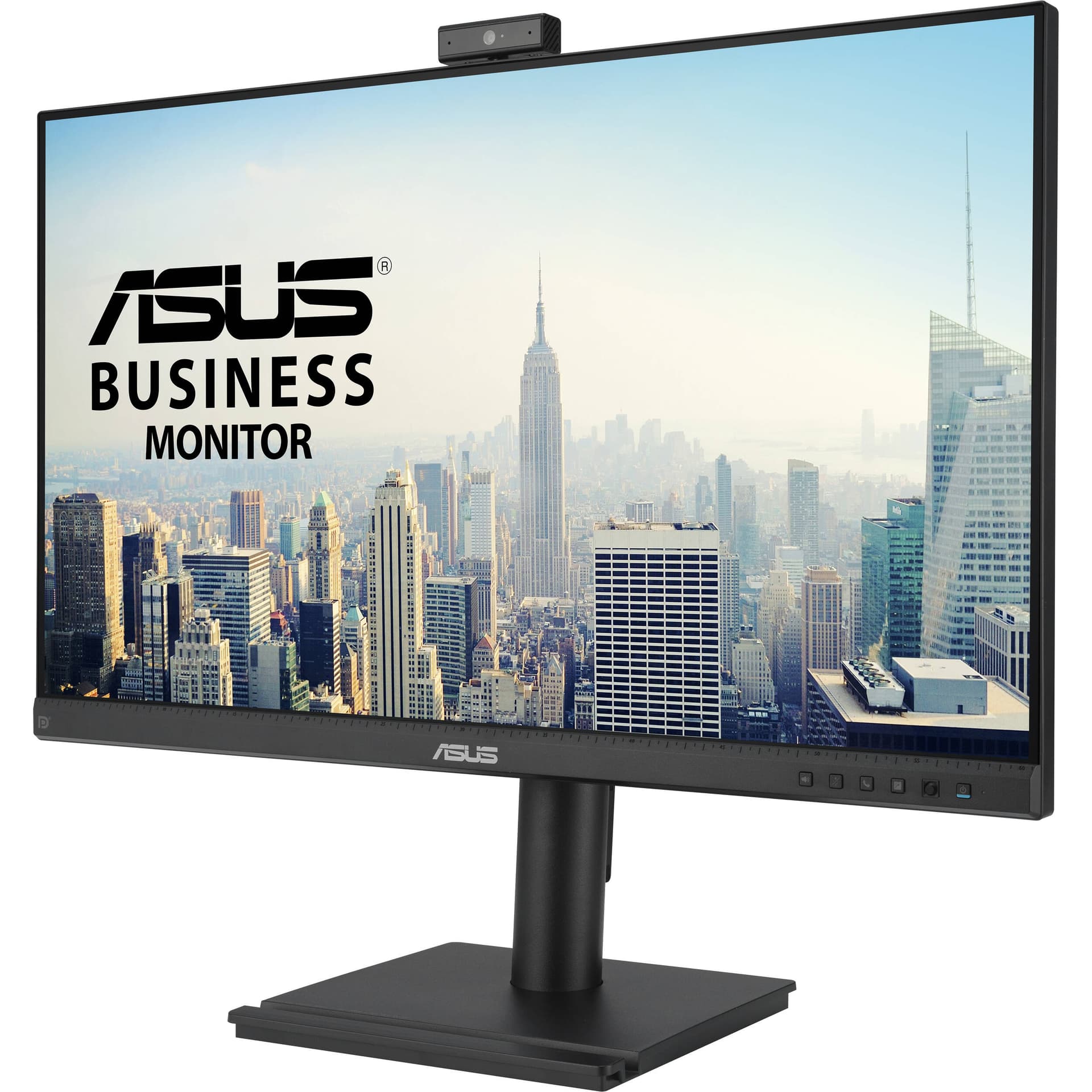 ASUS BE279QFK 27-inch Full HD IPS monitor with built-in webcam, mic array, speakers, and height-adjustable stand