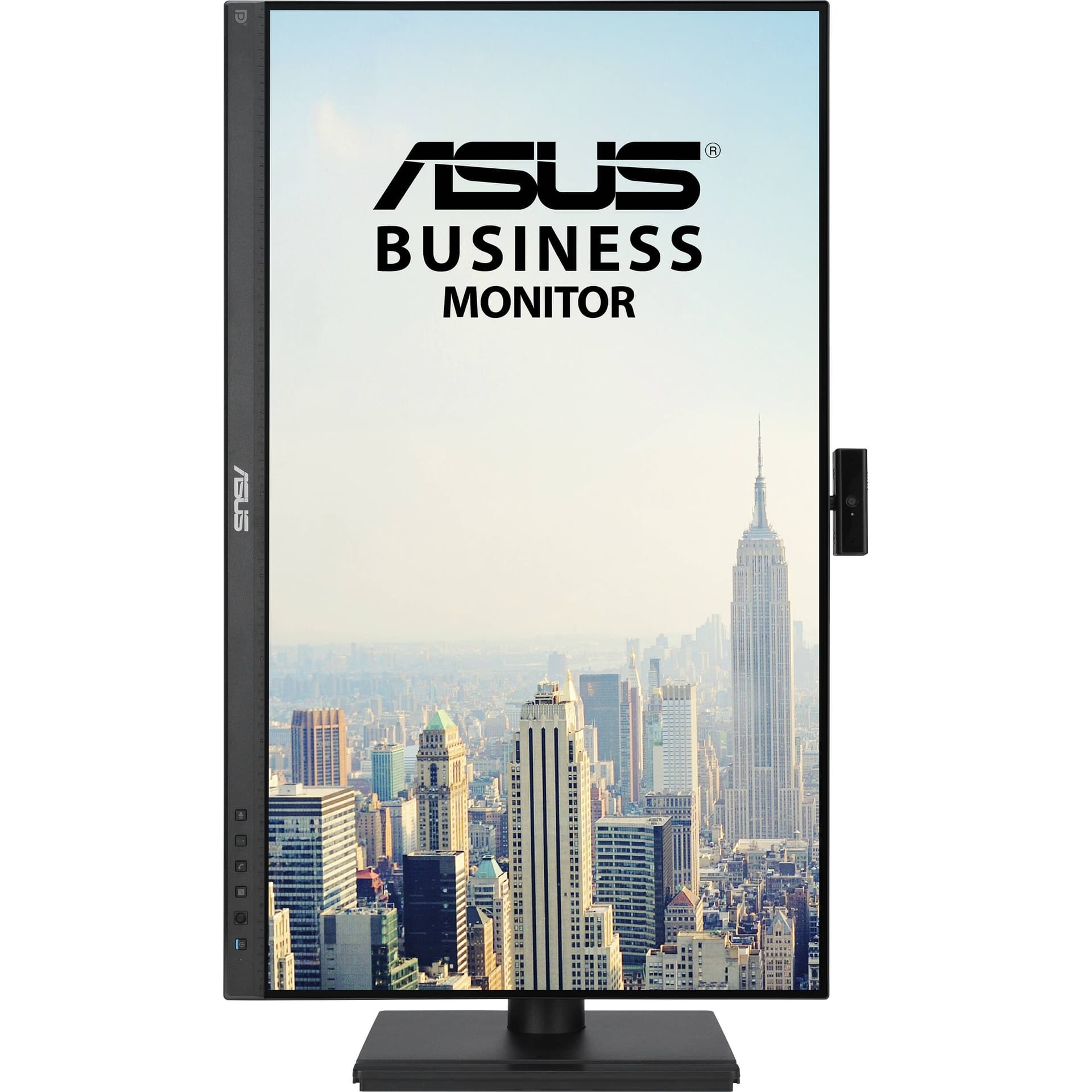 ASUS BE279QFK 27-inch Full HD IPS monitor with built-in webcam, mic array, speakers, and height-adjustable stand