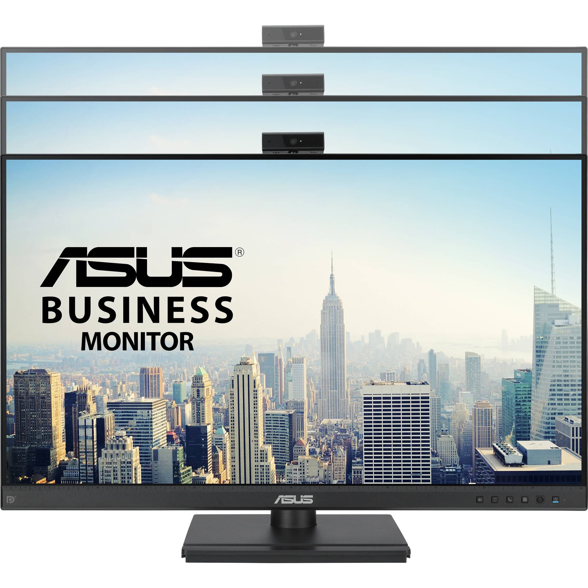 ASUS BE279QFK 27-inch Full HD IPS monitor with built-in webcam, mic array, speakers, and height-adjustable stand