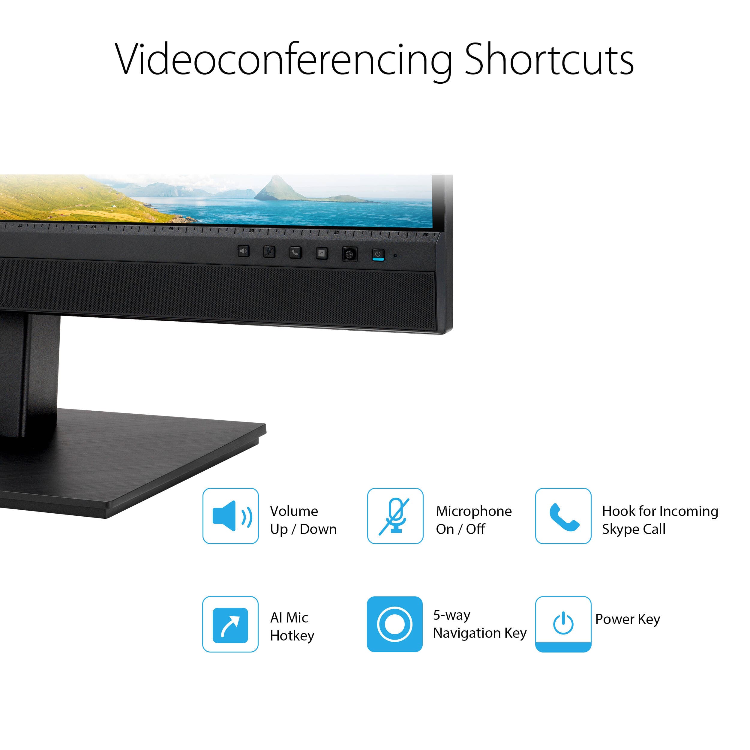 ASUS BE27ACSBK 27-inch QHD IPS monitor with integrated webcam, microphone array, and stereo speakers