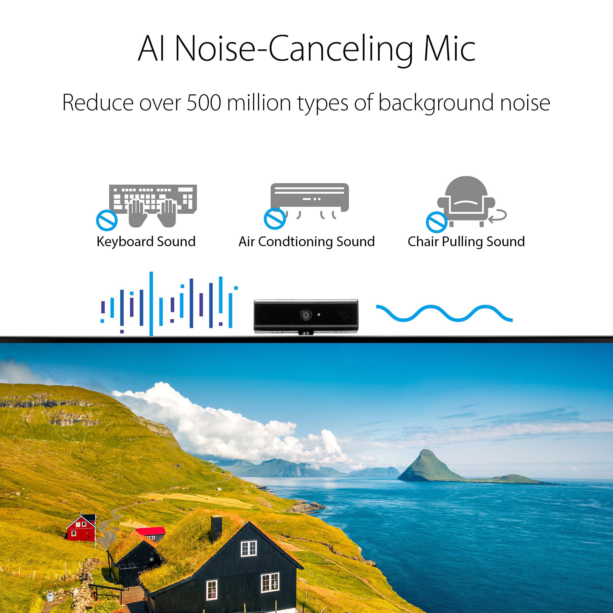 ASUS BE27ACSBK 27-inch QHD IPS monitor with integrated webcam, microphone array, and stereo speakers