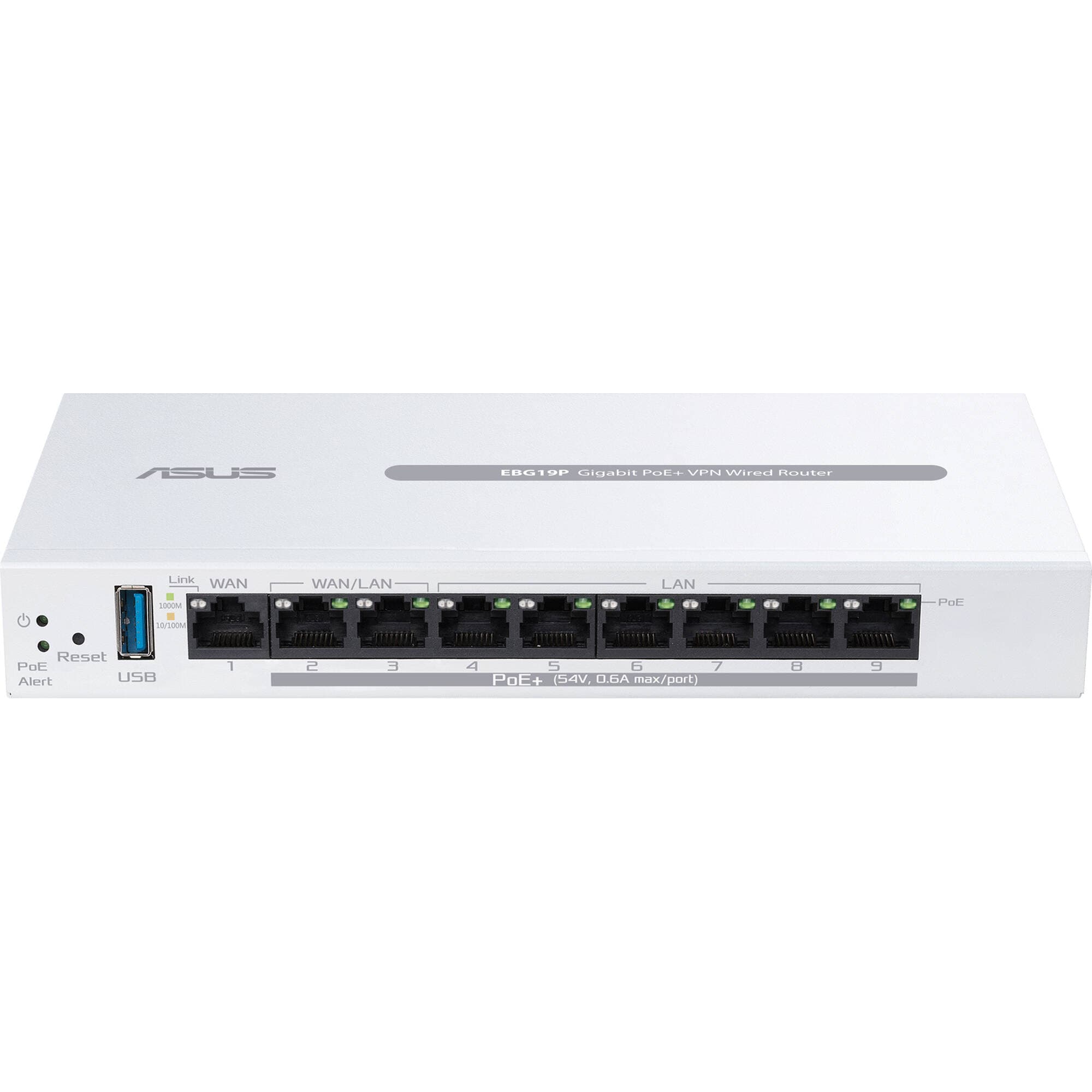 ASUS ExpertWiFi EBG19P Gigabit PoE+ VPN wired router with 8 PoE+ ports and multi-WAN support