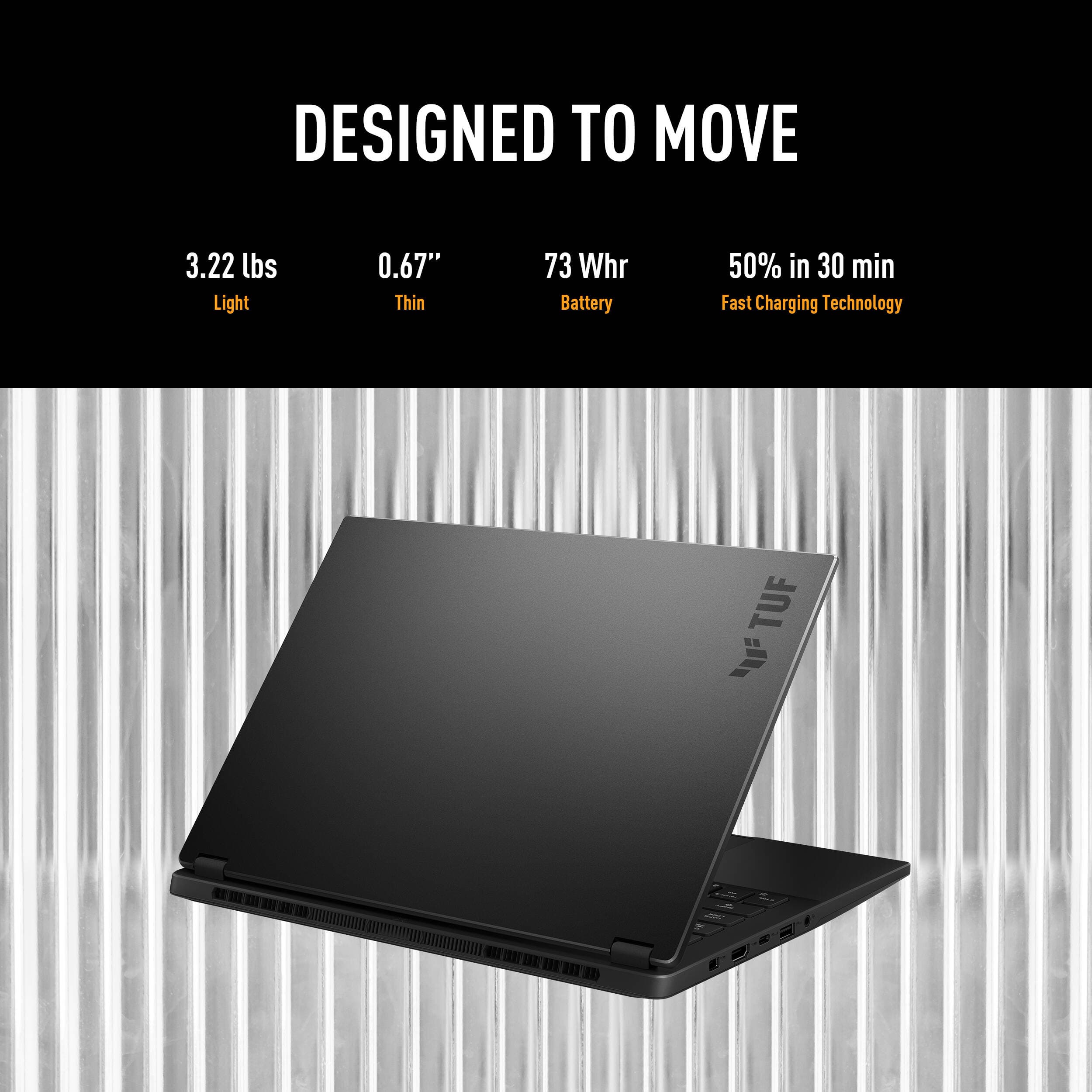 ASUS TUF Gaming 14-inch laptop in gray with WQXGA display and RTX graphics