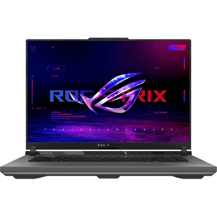 ASUS ROG Strix 16-inch gaming laptop with Ryzen 9 9955HXD, RTX 5070 Ti, and gray chassis