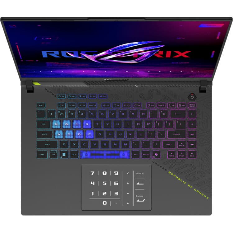 ASUS ROG Strix 16-inch gaming laptop with Ryzen 9 9955HXD, RTX 5070 Ti, and gray chassis