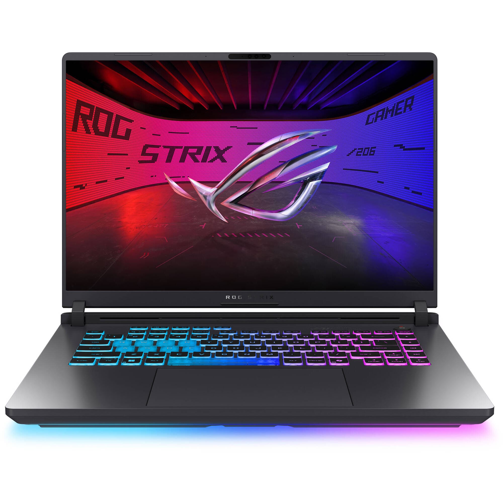 ASUS ROG Strix 16-inch gaming laptop with Intel Core i7 processor, RTX graphics, and gray chassis