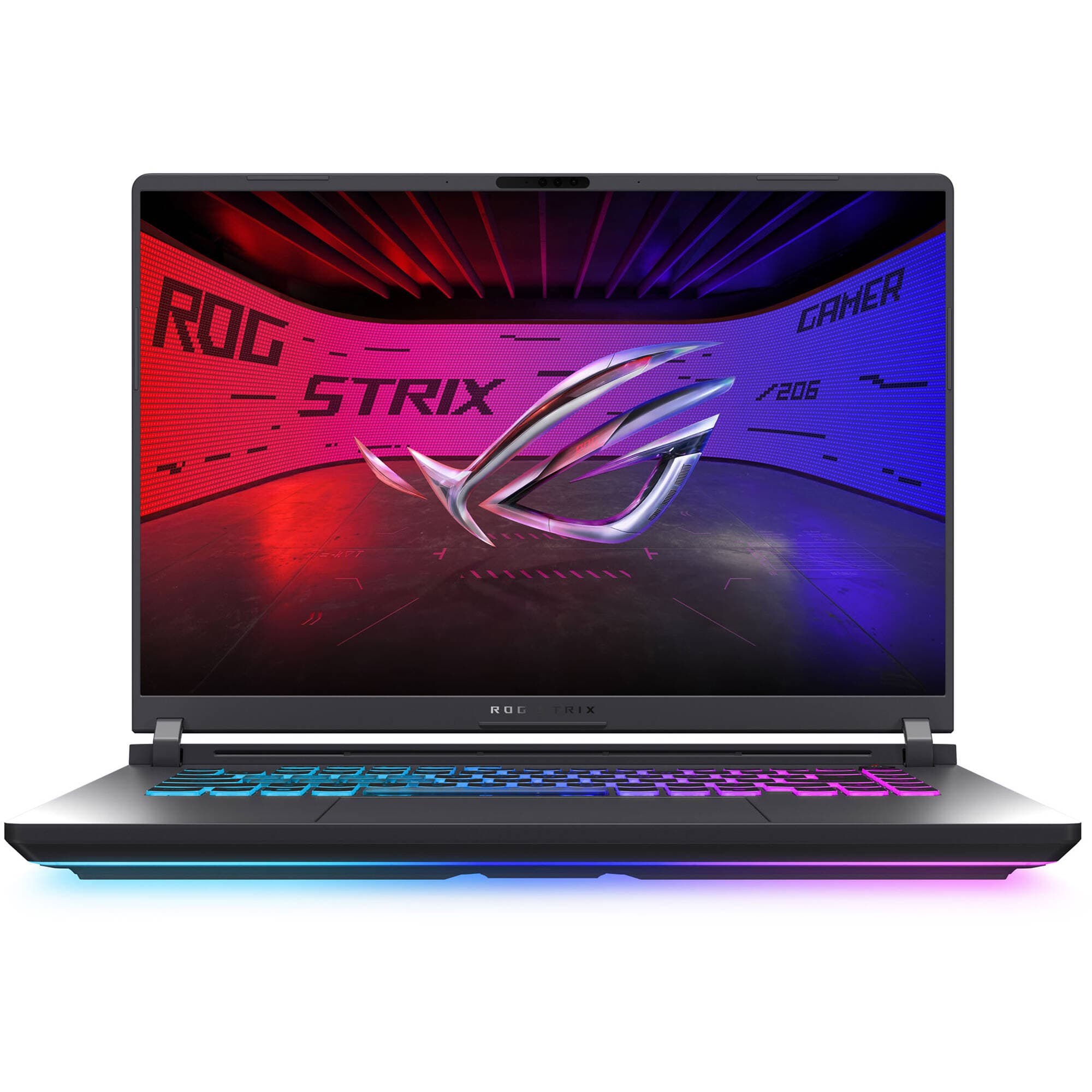 ASUS ROG Strix 16-inch gaming laptop with Intel Core i7 processor, RTX graphics, and gray chassis