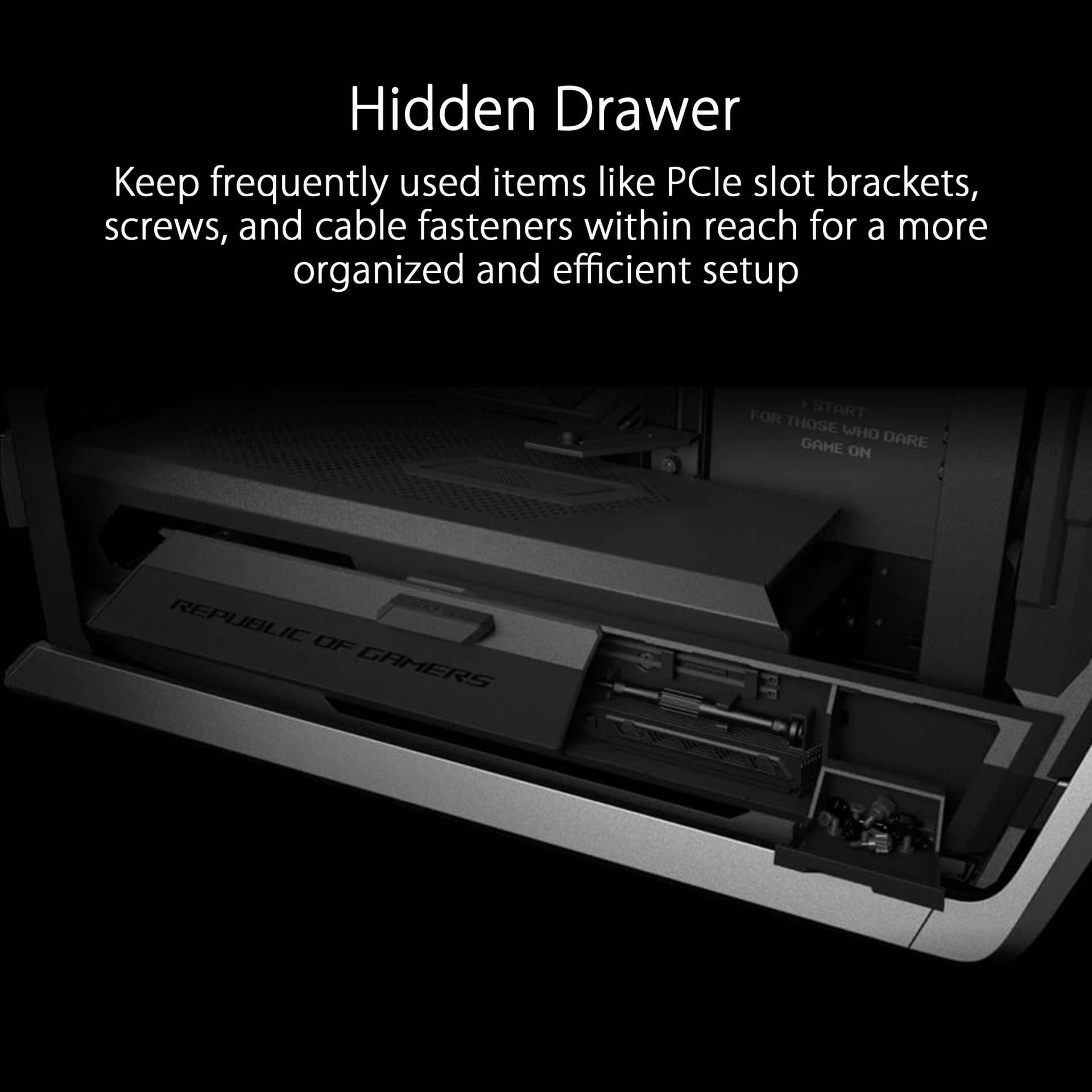 Black ASUS GR701 full-tower PC case with tempered glass side panel for premium desktop builds