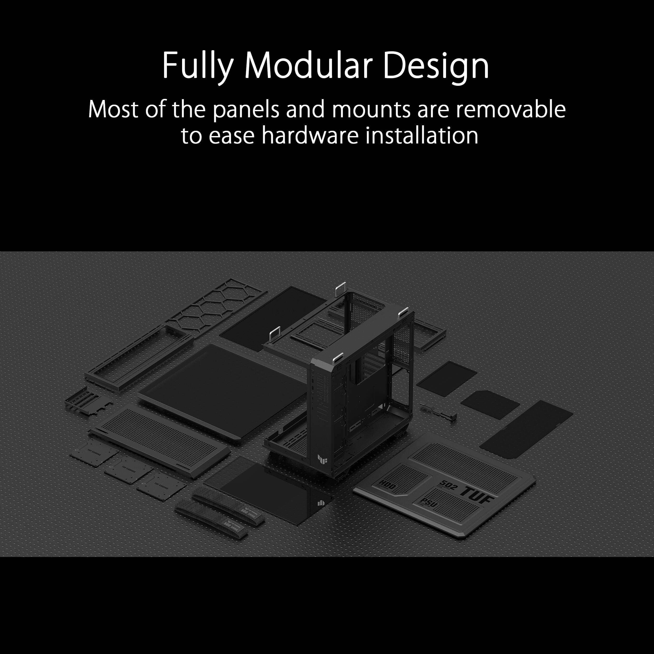ASUS GT502 FV/BLK/TG// black mid-tower PC case with tempered glass panel