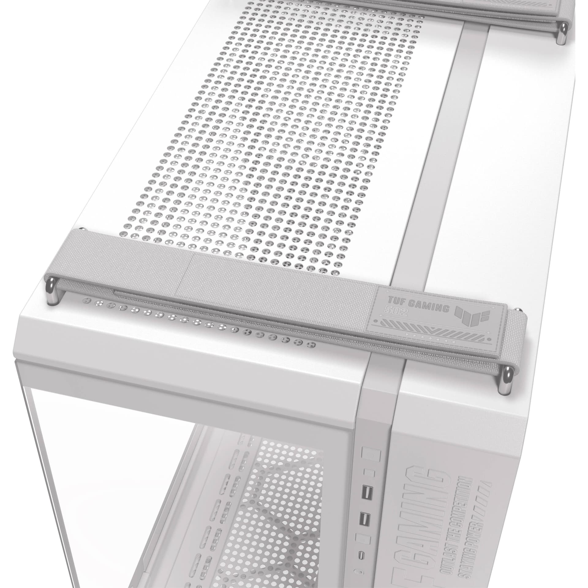 ASUS TUF Gaming GT502 Horizon White ATX mid-tower case with tempered glass and dual-chamber layout