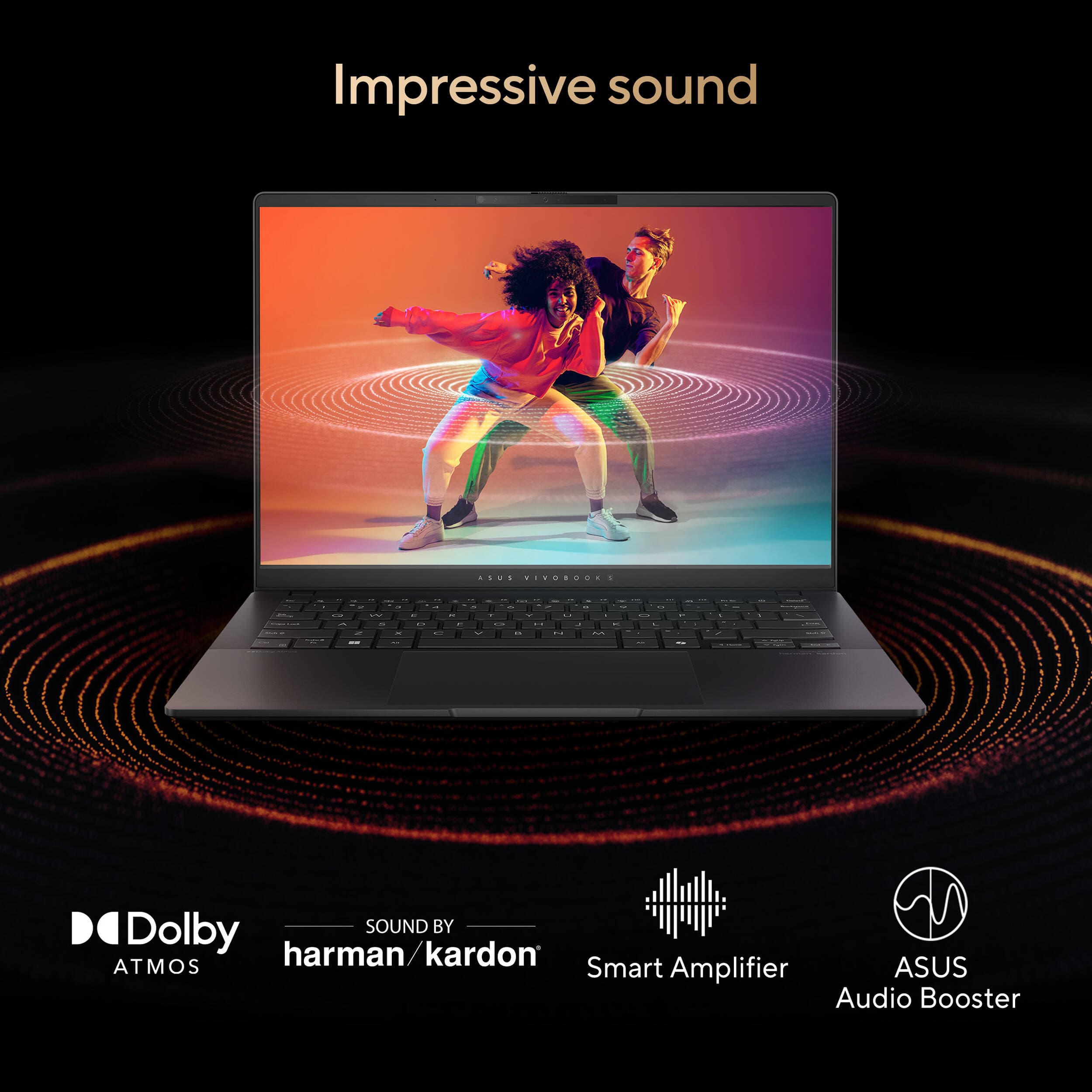 ASUS Vivobook S 14 black laptop with 14-inch WQXGA+ display, Ryzen AI 9 365, 24 GB RAM, and 512 GB SSD