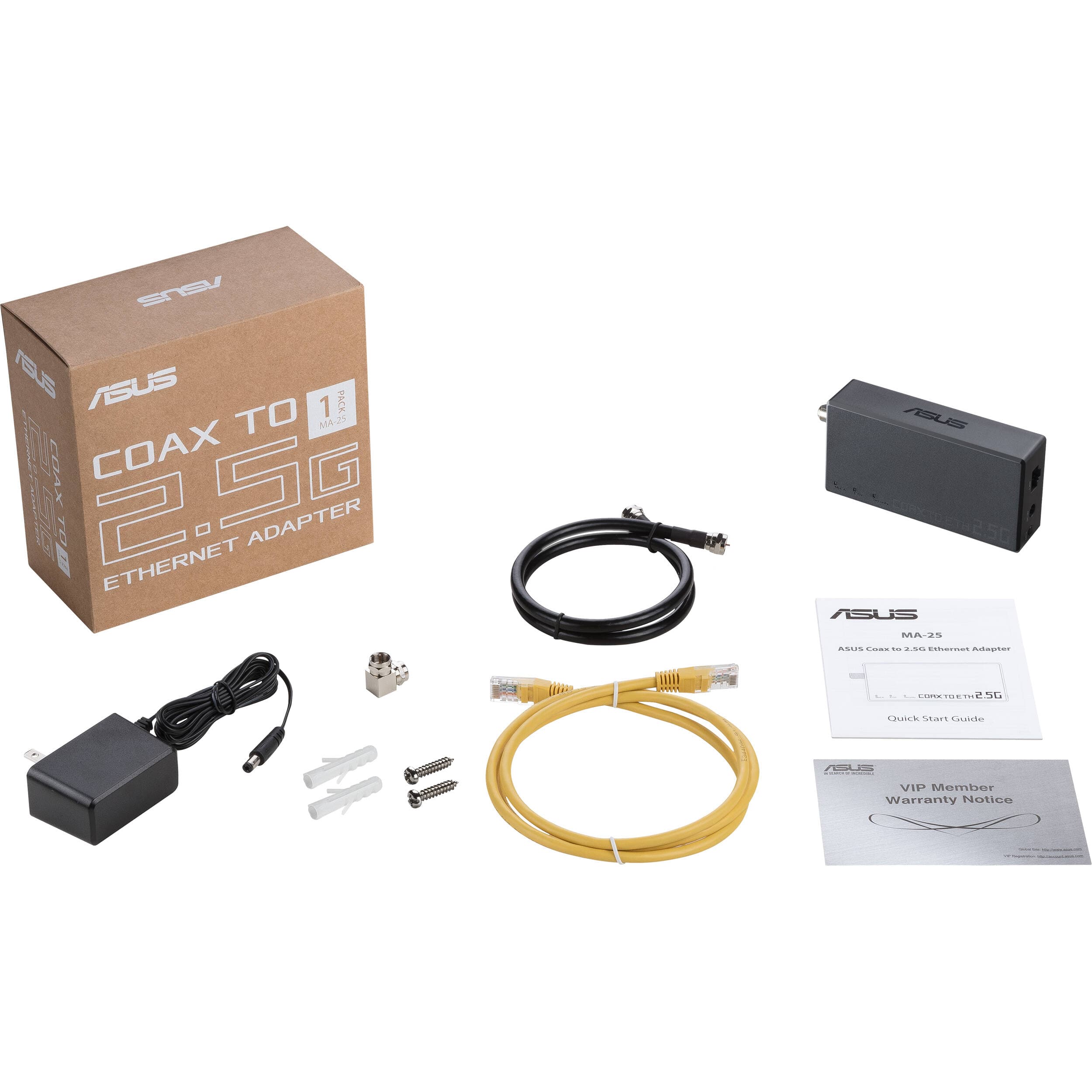 ASUS MA-25 2.5 Gbps Ethernet over coax MoCA 2.5 adapter for mesh backhaul