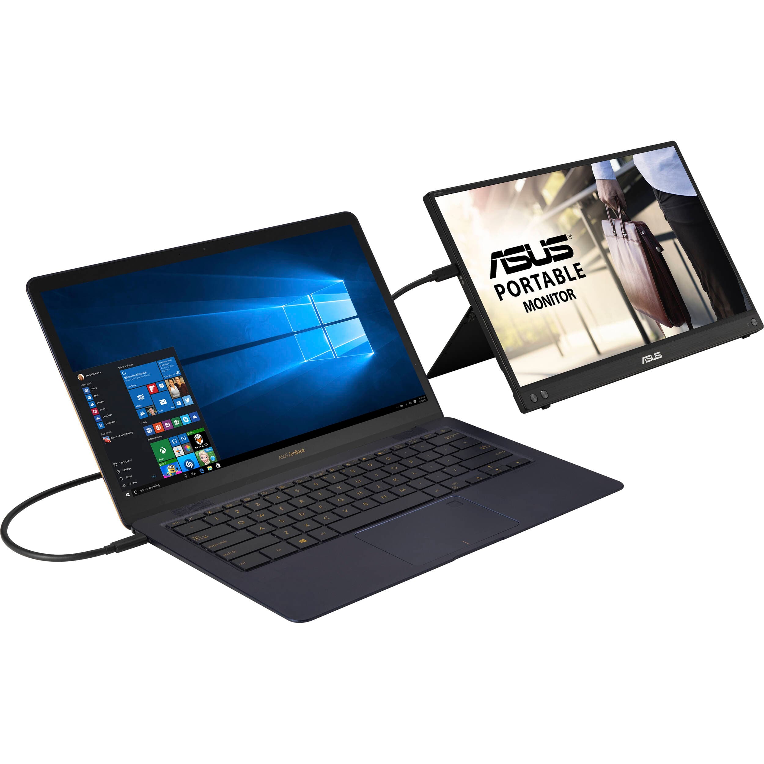 ASUS ZenScreen MB16ACV 15.6-inch portable monitor in silver with USB-C connectivity