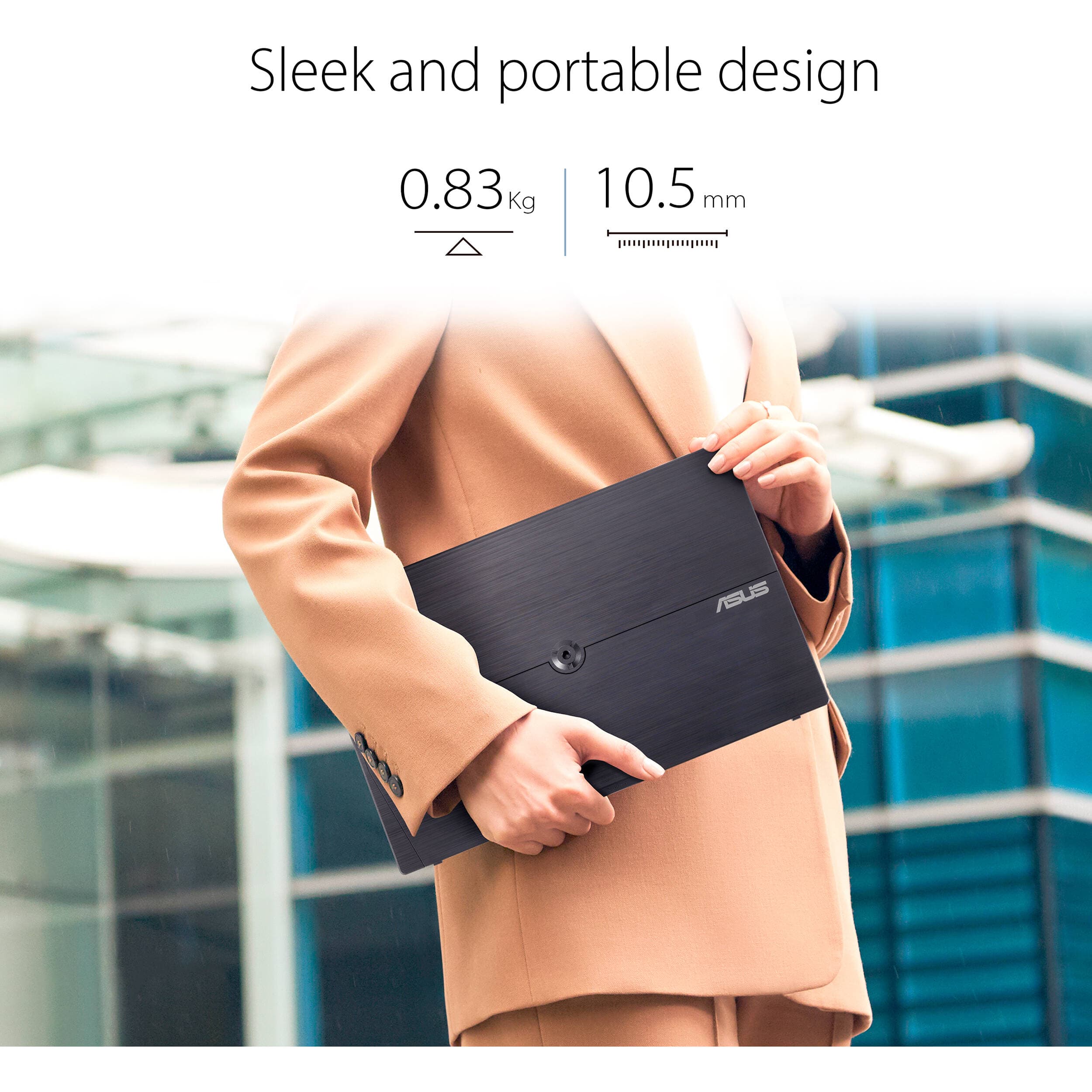 ASUS ZenScreen MB16ACV 15.6-inch portable monitor in silver with USB-C connectivity