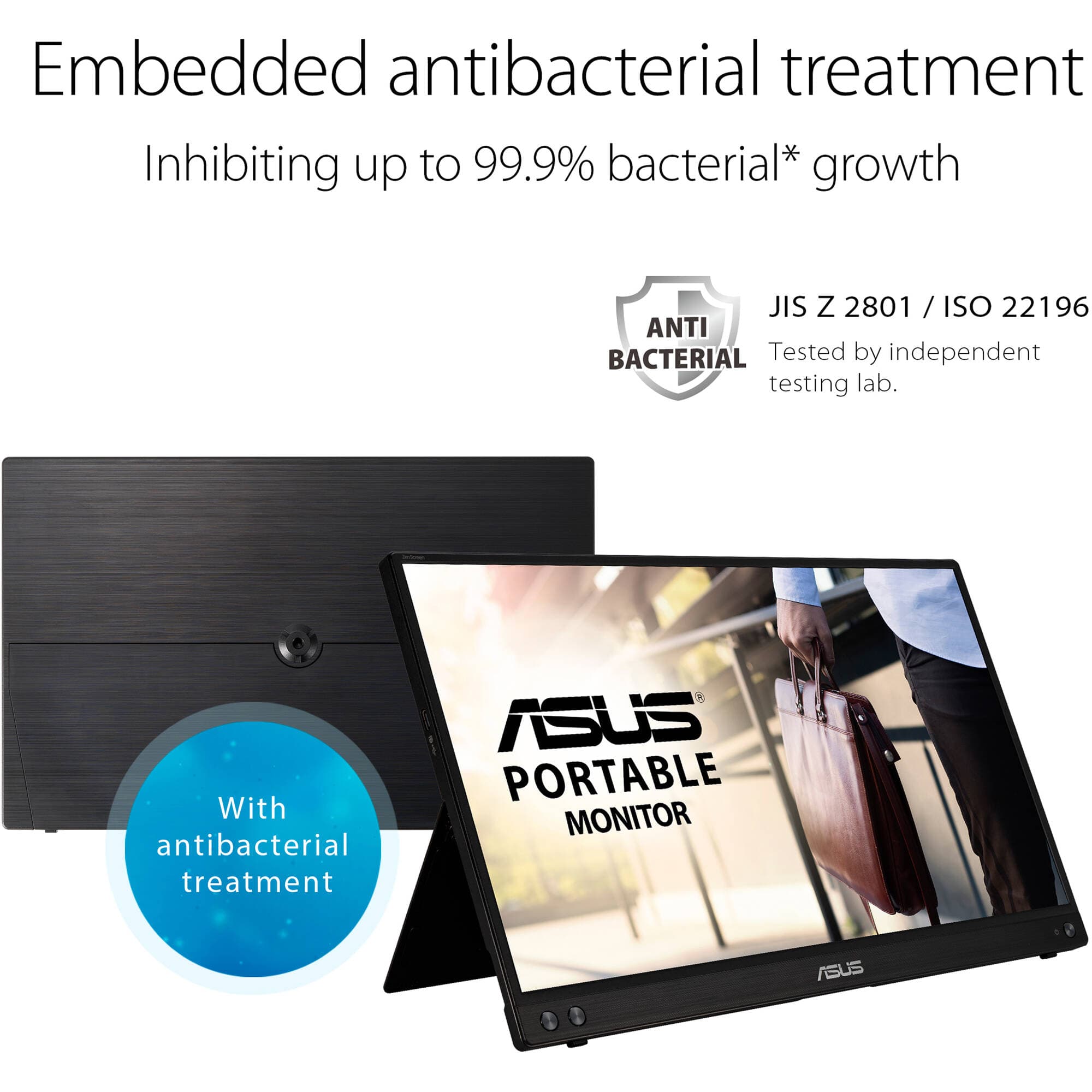 ASUS ZenScreen MB16ACV 15.6-inch portable monitor in silver with USB-C connectivity