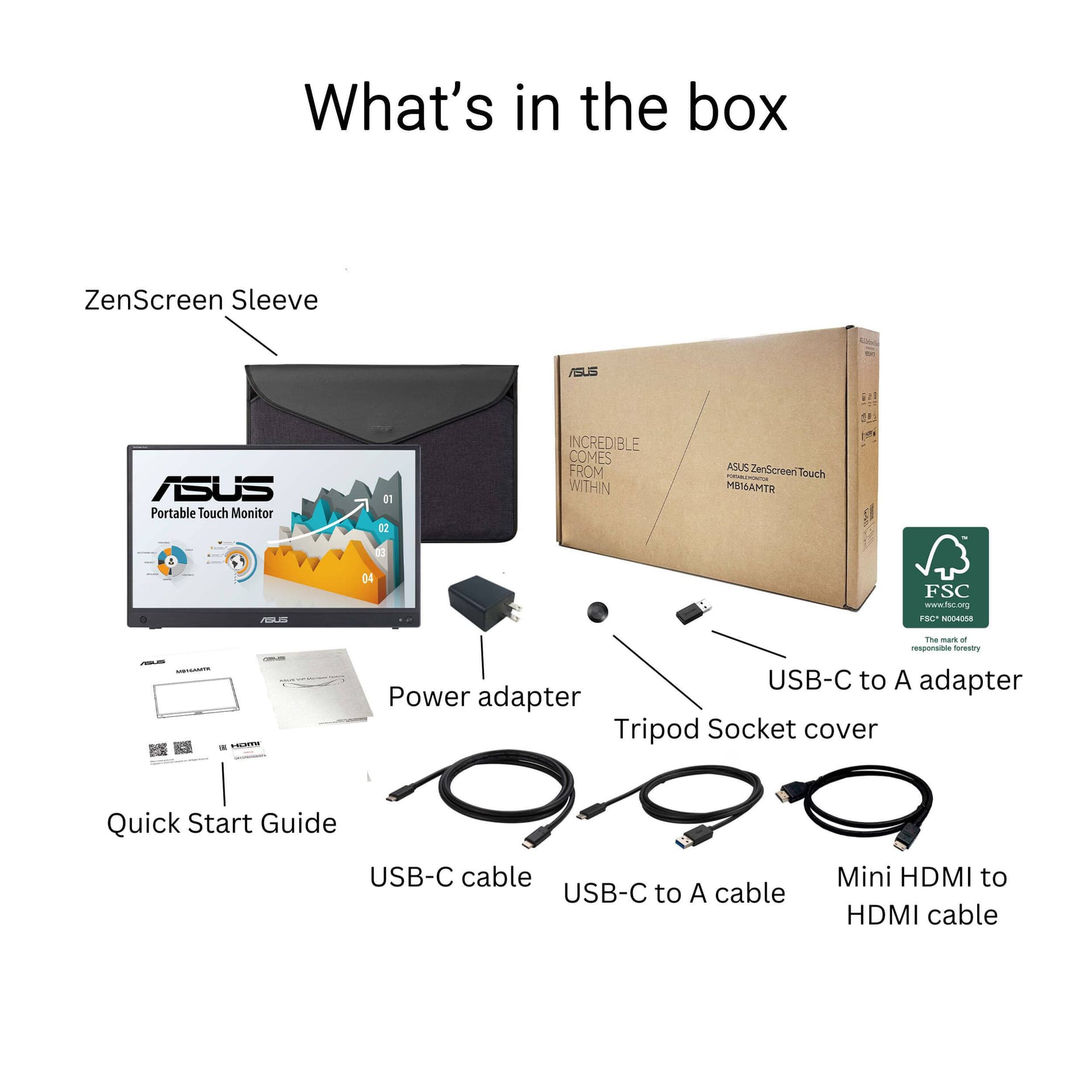 ASUS MB16AMTR 15.6-inch portable touch monitor with Full HD IPS display and USB-C