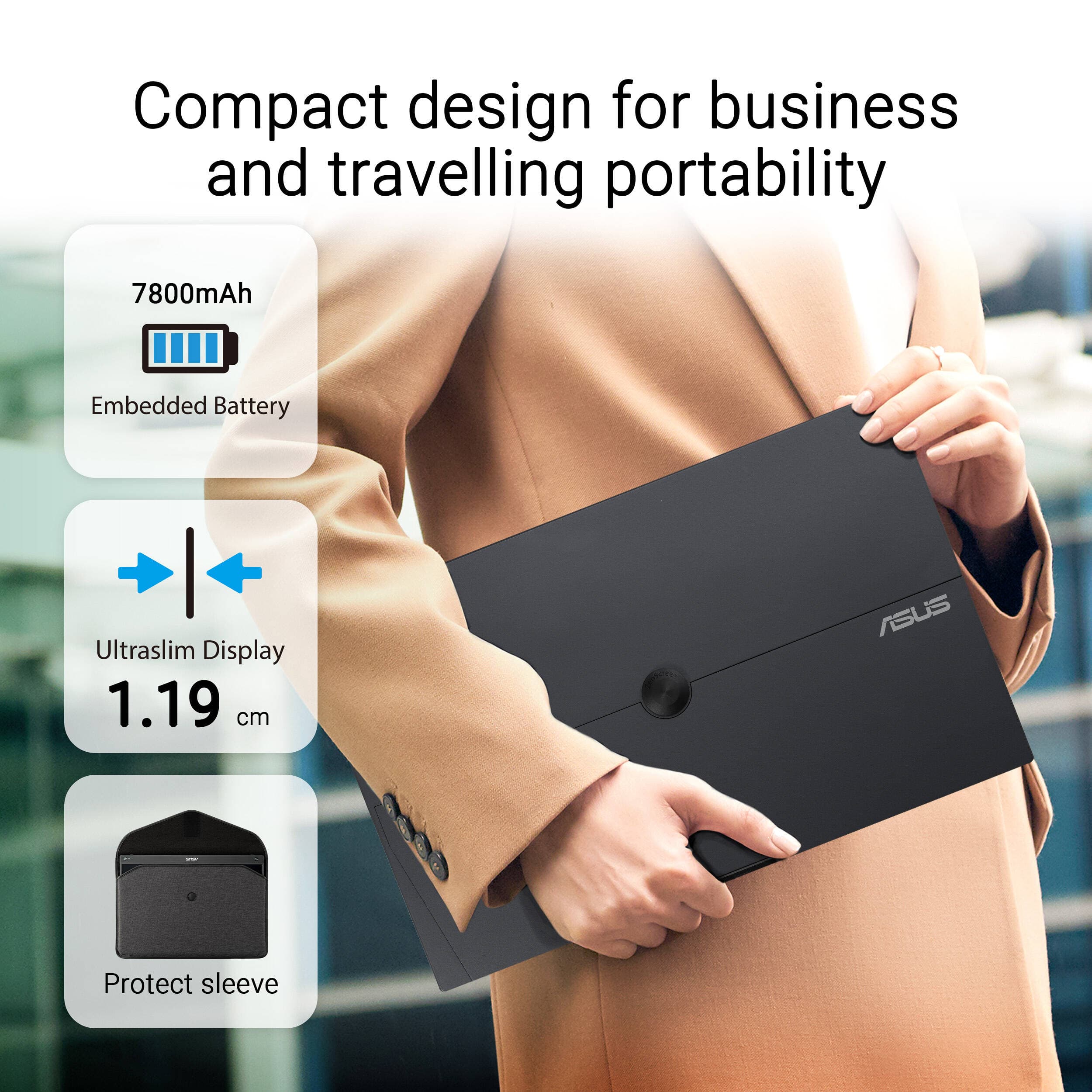 ASUS MB16AMTR 15.6-inch portable touch monitor with Full HD IPS display and USB-C