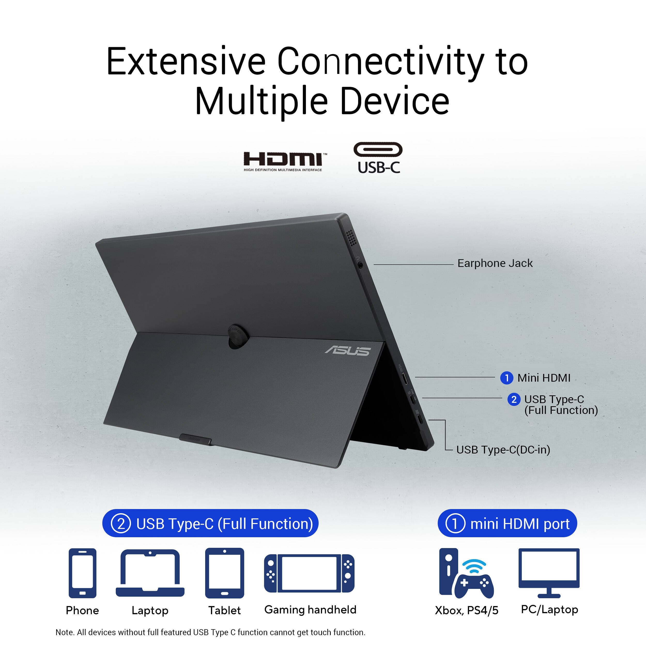 ASUS MB16AMTR 15.6-inch portable touch monitor with Full HD IPS display and USB-C