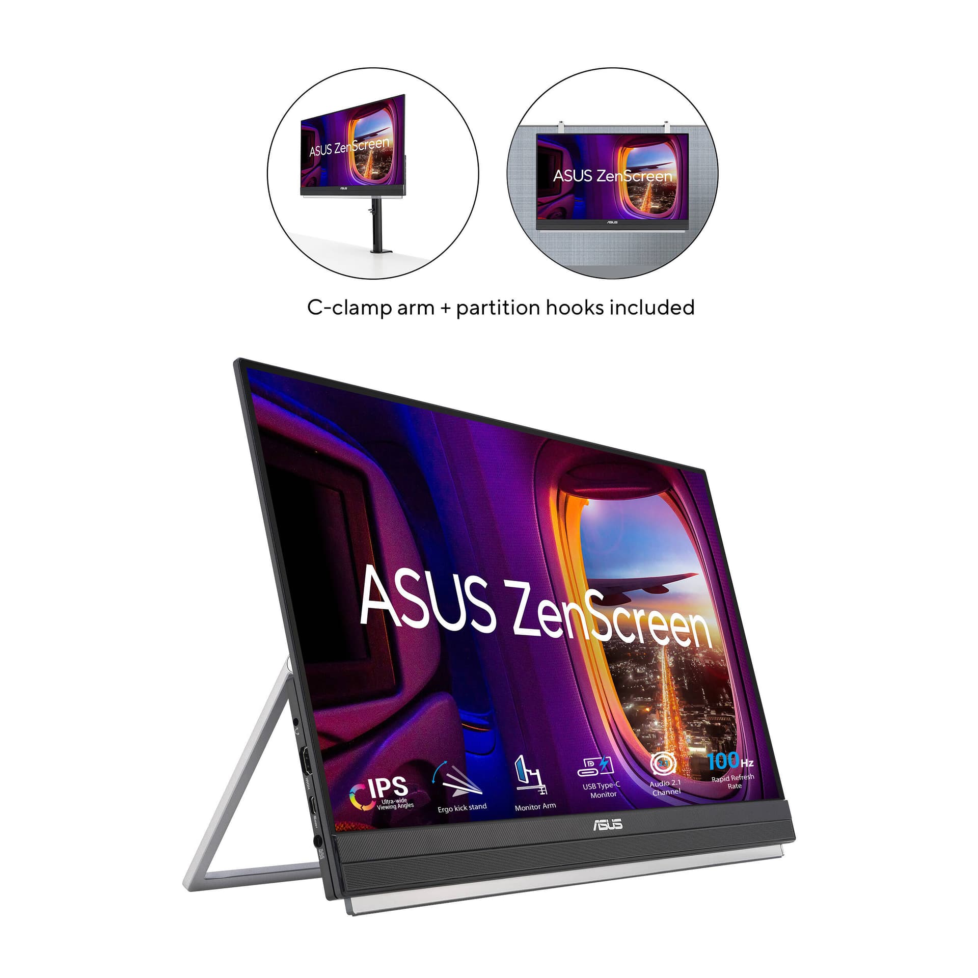 ASUS ZenScreen MB229CF 21.5-inch portable Full HD IPS monitor with kickstand and USB-C