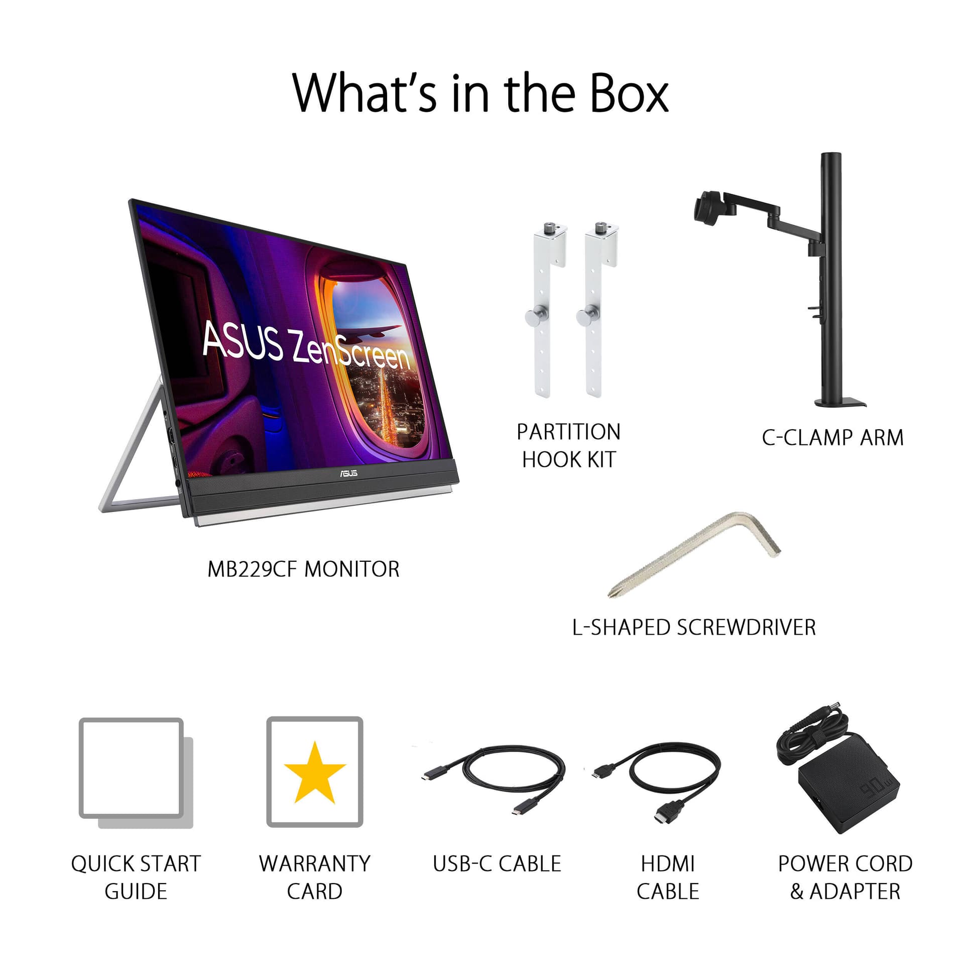 ASUS ZenScreen MB229CF 21.5-inch portable Full HD IPS monitor with kickstand and USB-C