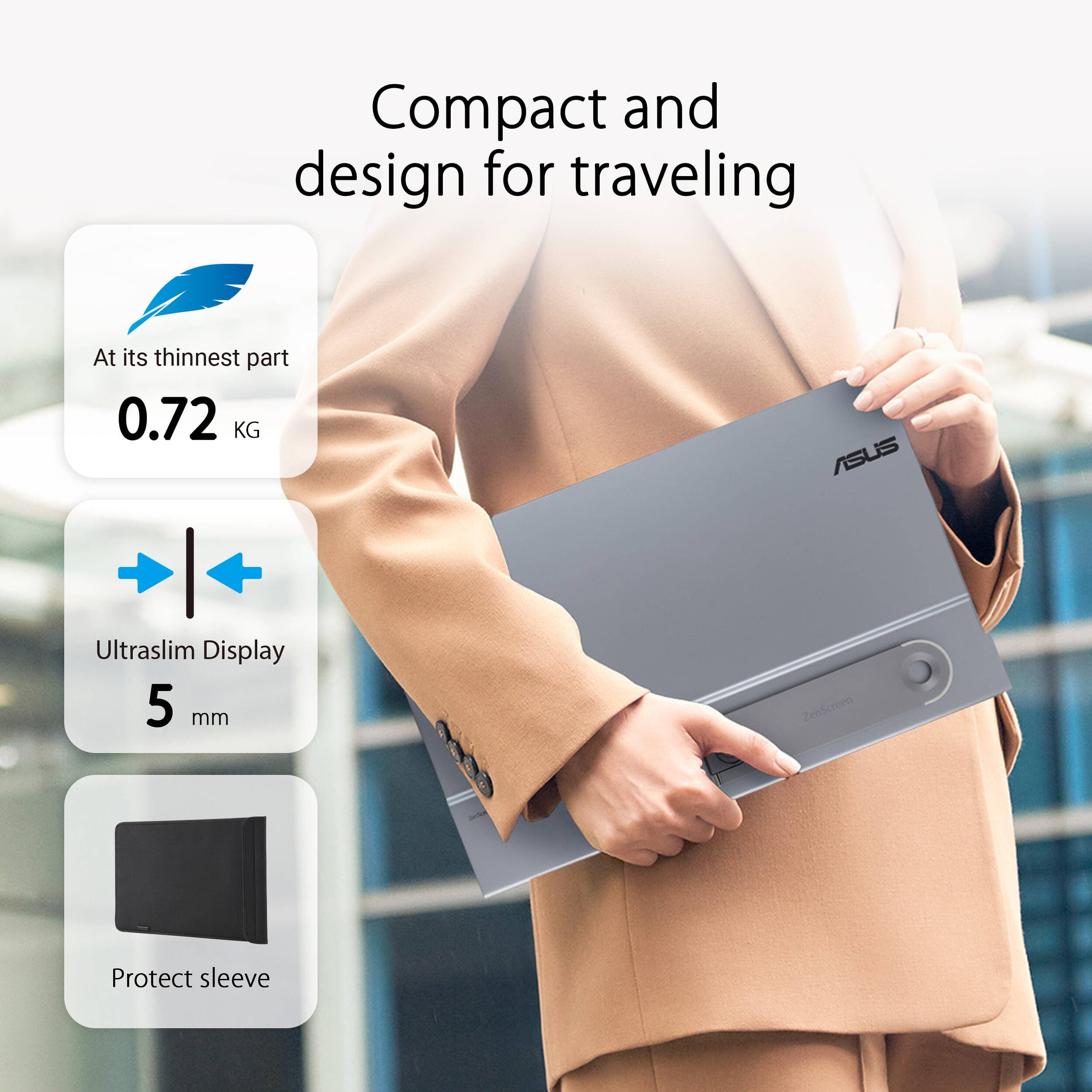 ASUS MQ16AHE 16-inch OLED portable monitor with USB-C and 360 kickstand