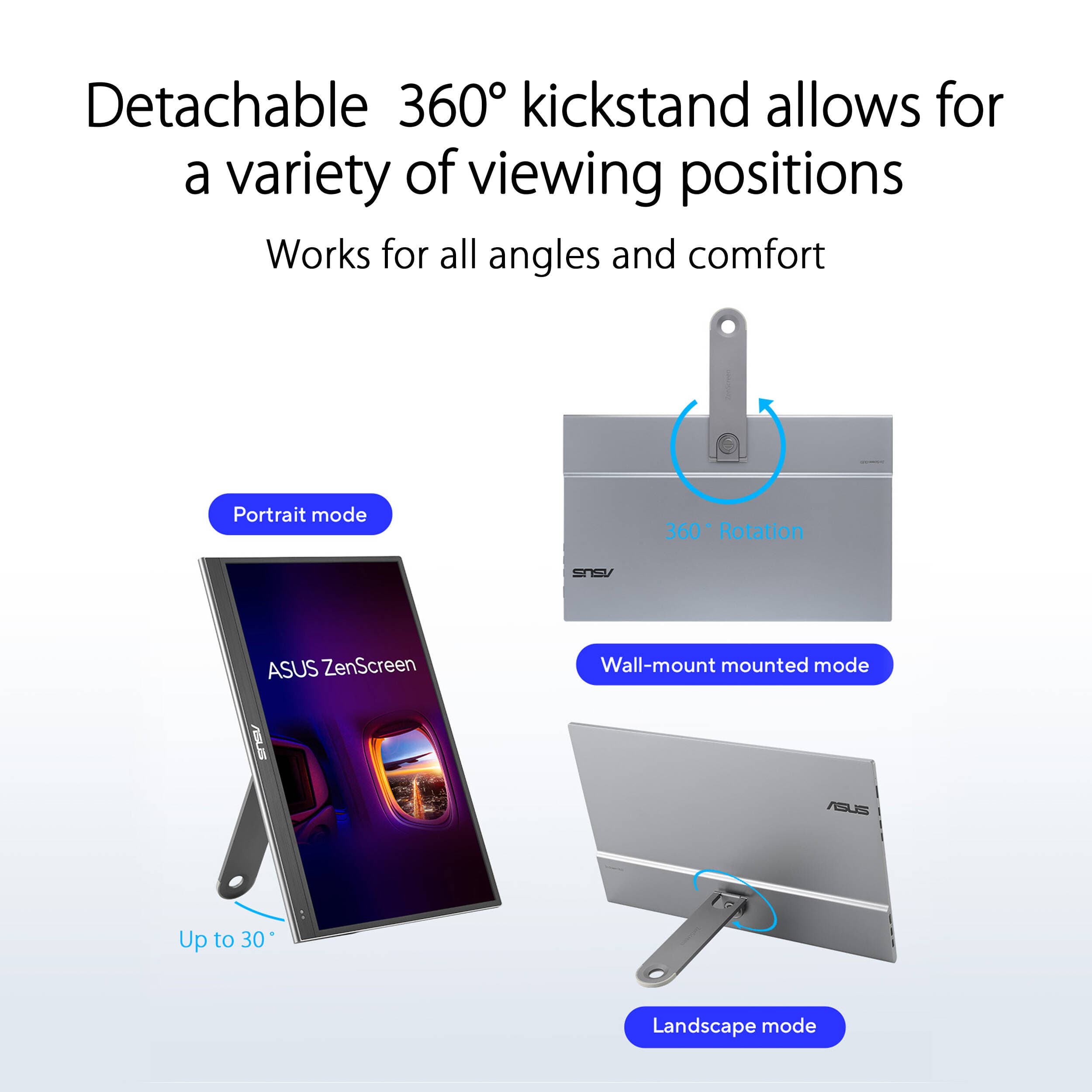 ASUS MQ16AHE 16-inch OLED portable monitor with USB-C and 360 kickstand