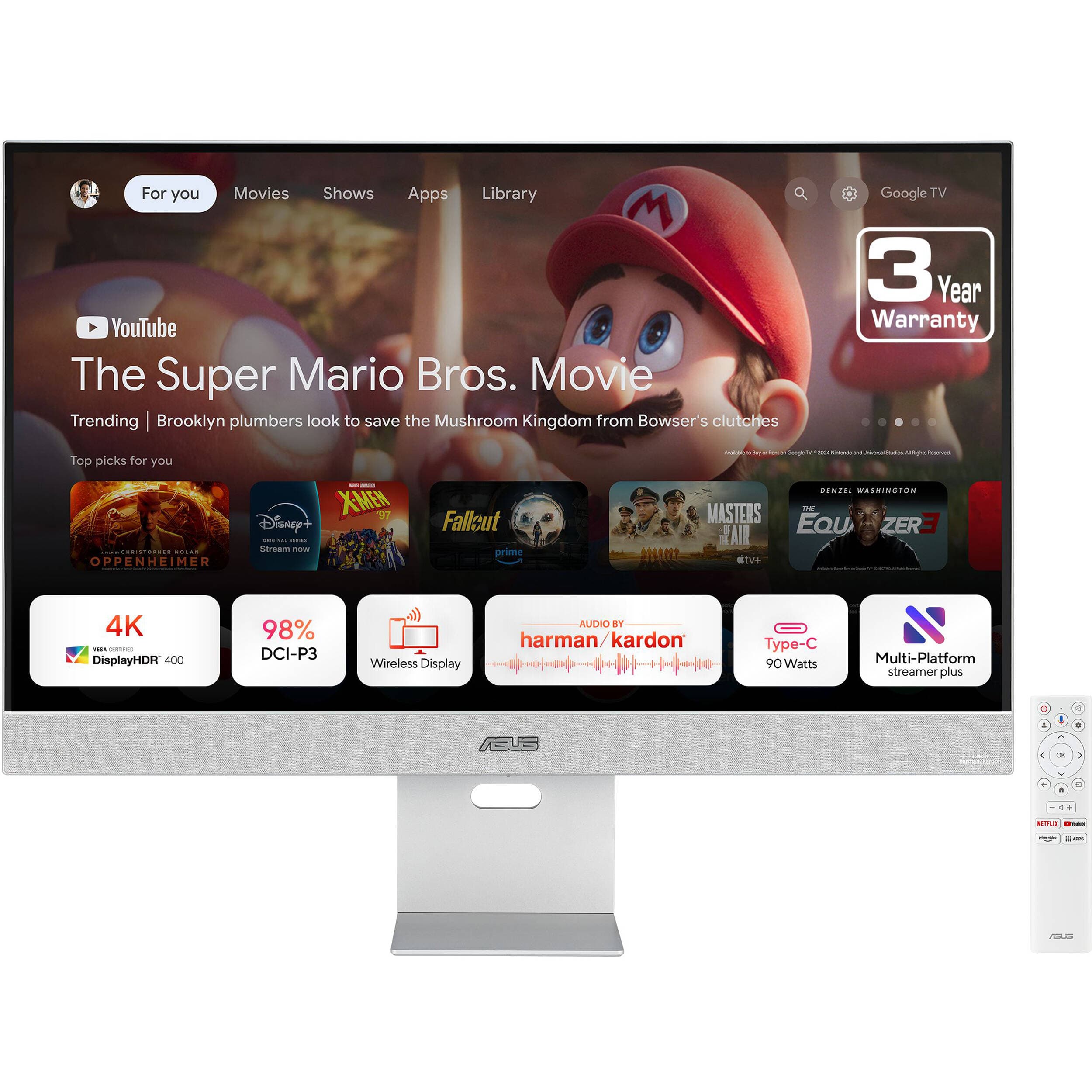 ASUS MS32UC 31.5-inch 4K USB-C smart monitor with Google TV and Harman Kardon speakers