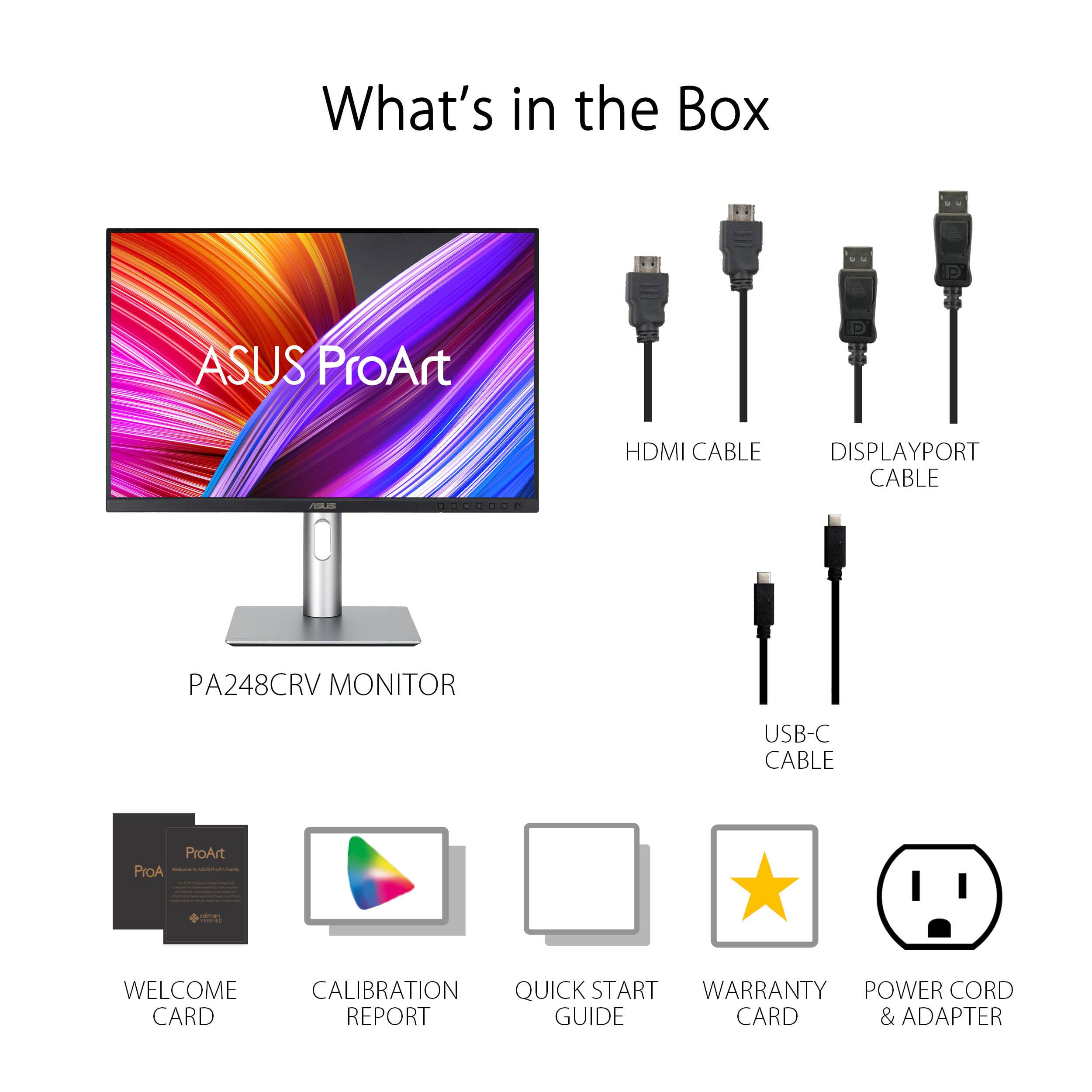 ASUS ProArt Display PA248CRV 24.1-inch IPS monitor with 16:10 aspect ratio and USB-C connectivity