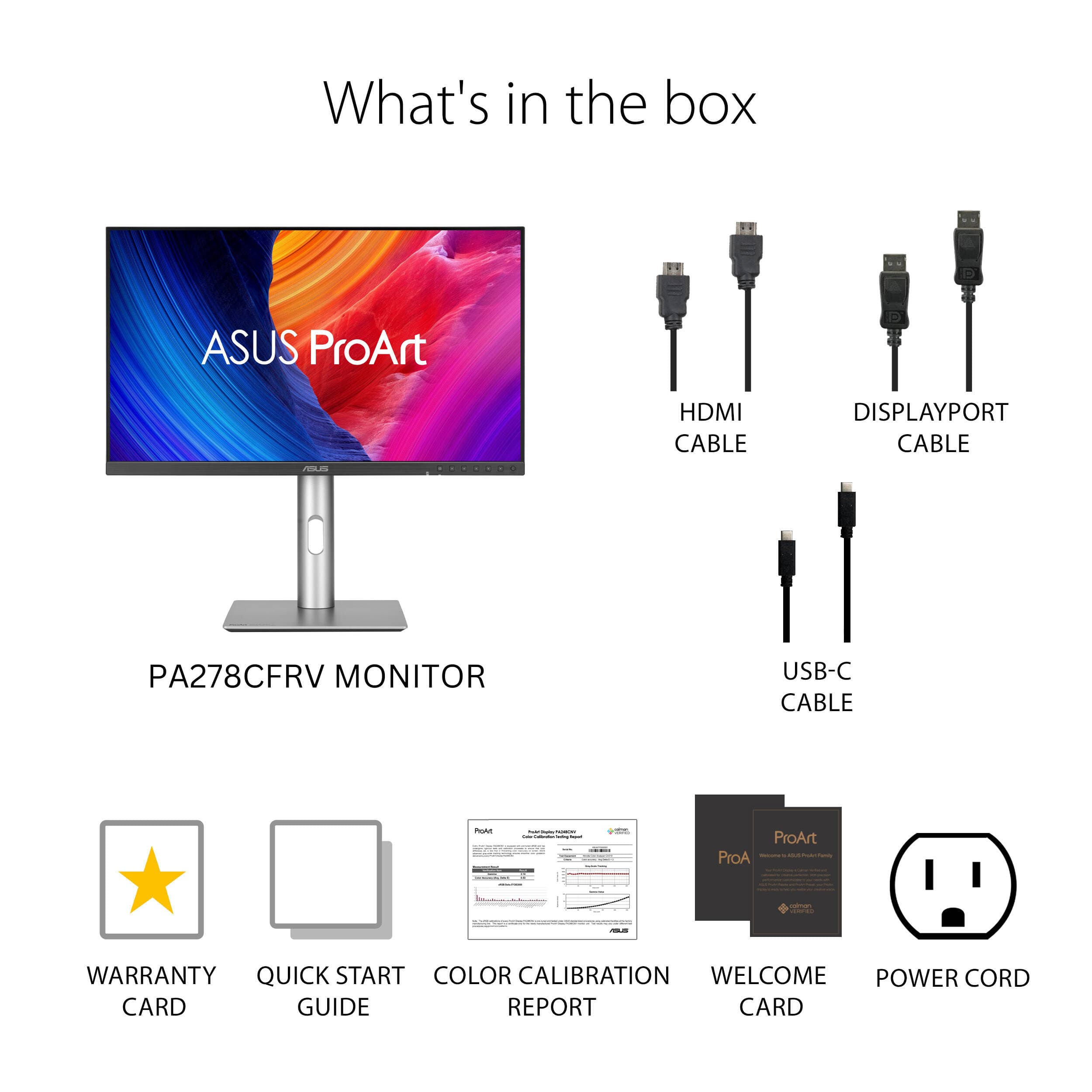 ASUS ProArt PA278CFRV 27-inch QHD IPS monitor with USB-C and adjustable stand