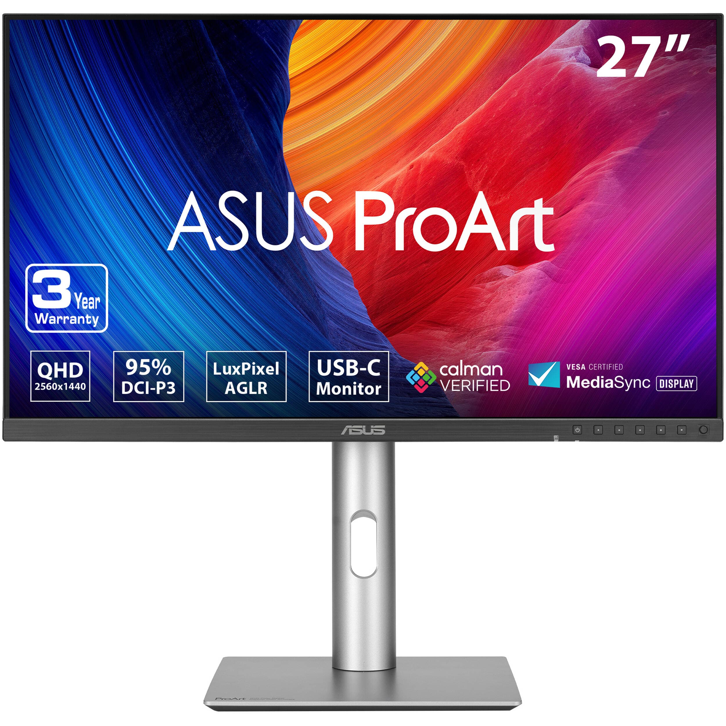 ASUS ProArt PA278CFRV 27-inch QHD IPS monitor with USB-C and adjustable stand