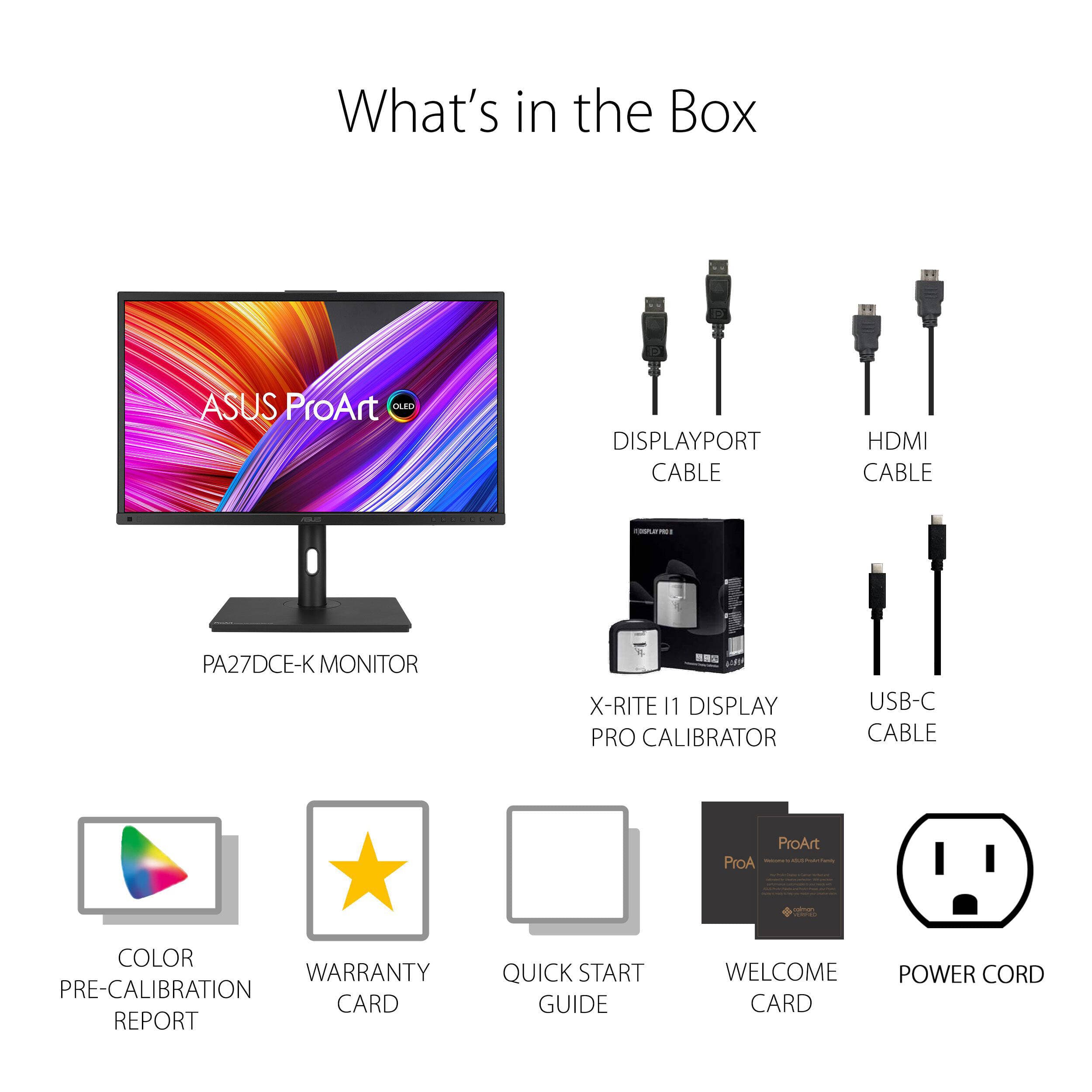 ASUS ProArt OLED PA27DCE-K 27-inch 4K UHD professional monitor with USB-C and HDR support