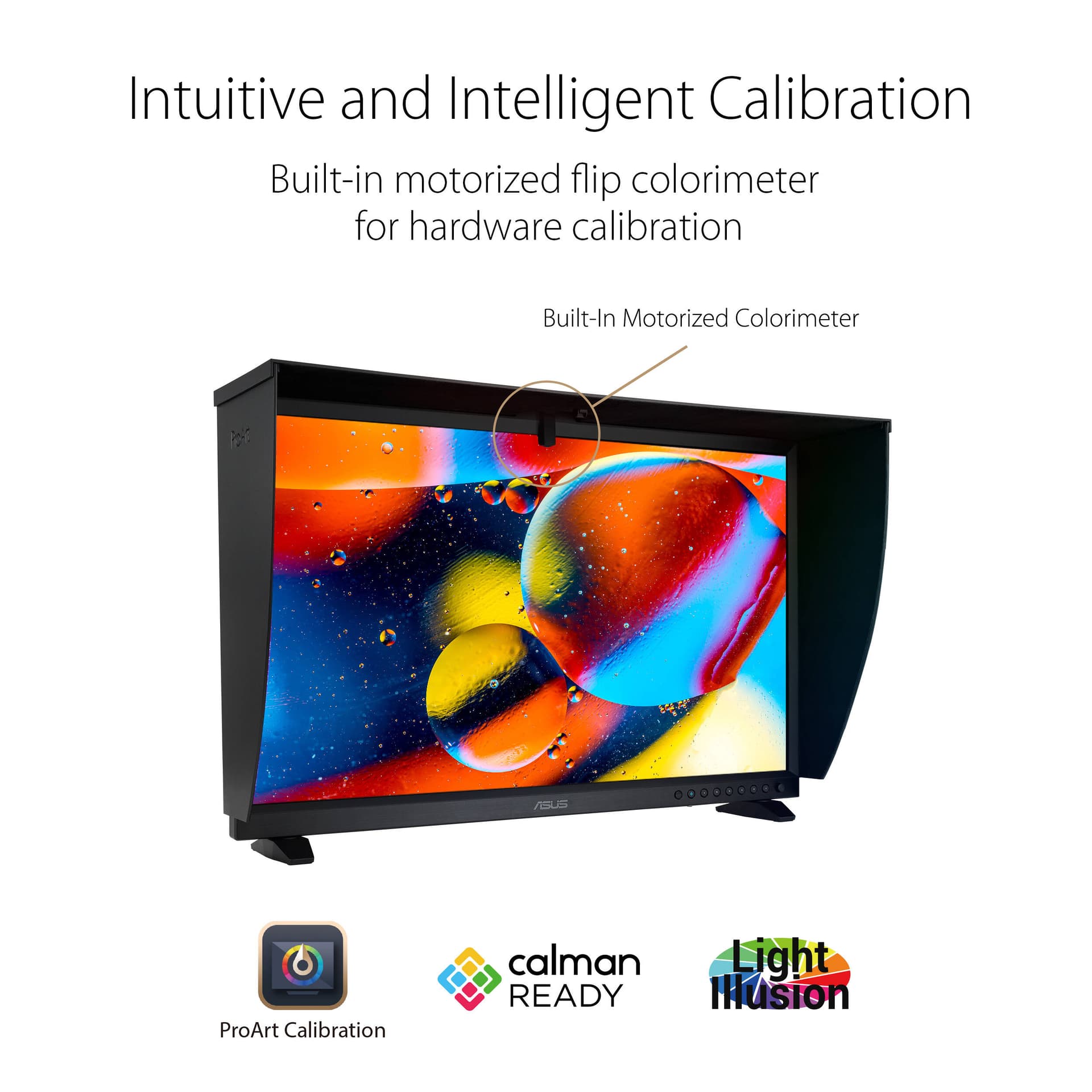 ASUS ProArt Display PA32DC 31.5-inch 4K OLED professional monitor with built-in colorimeter