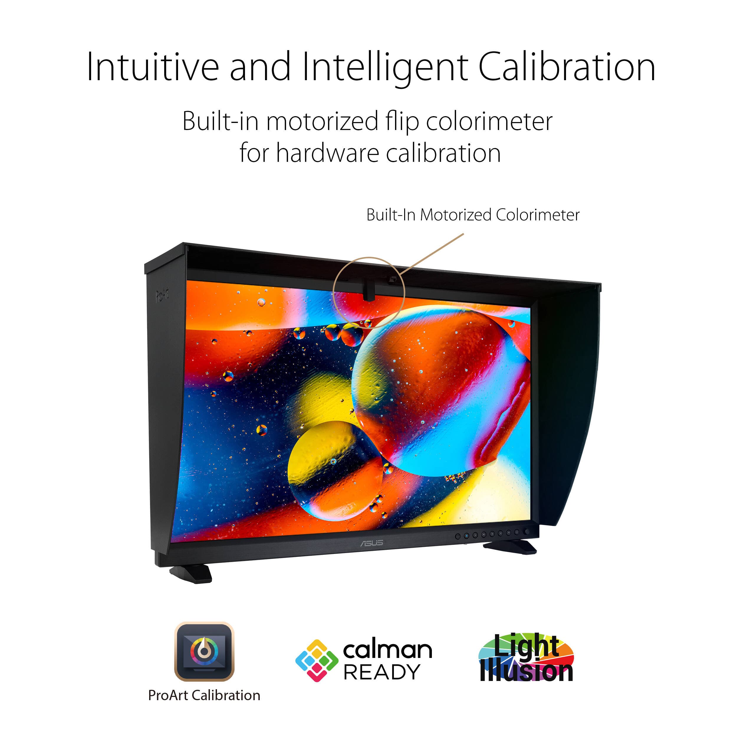 ASUS ProArt Display PA32DC 31.5-inch 4K OLED professional monitor with built-in colorimeter