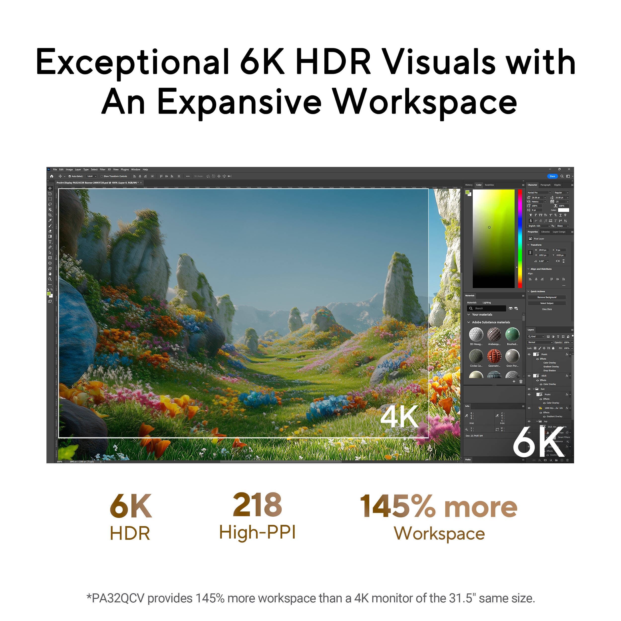 ASUS ProArt Display PA32QCV 32-inch 6K IPS professional monitor