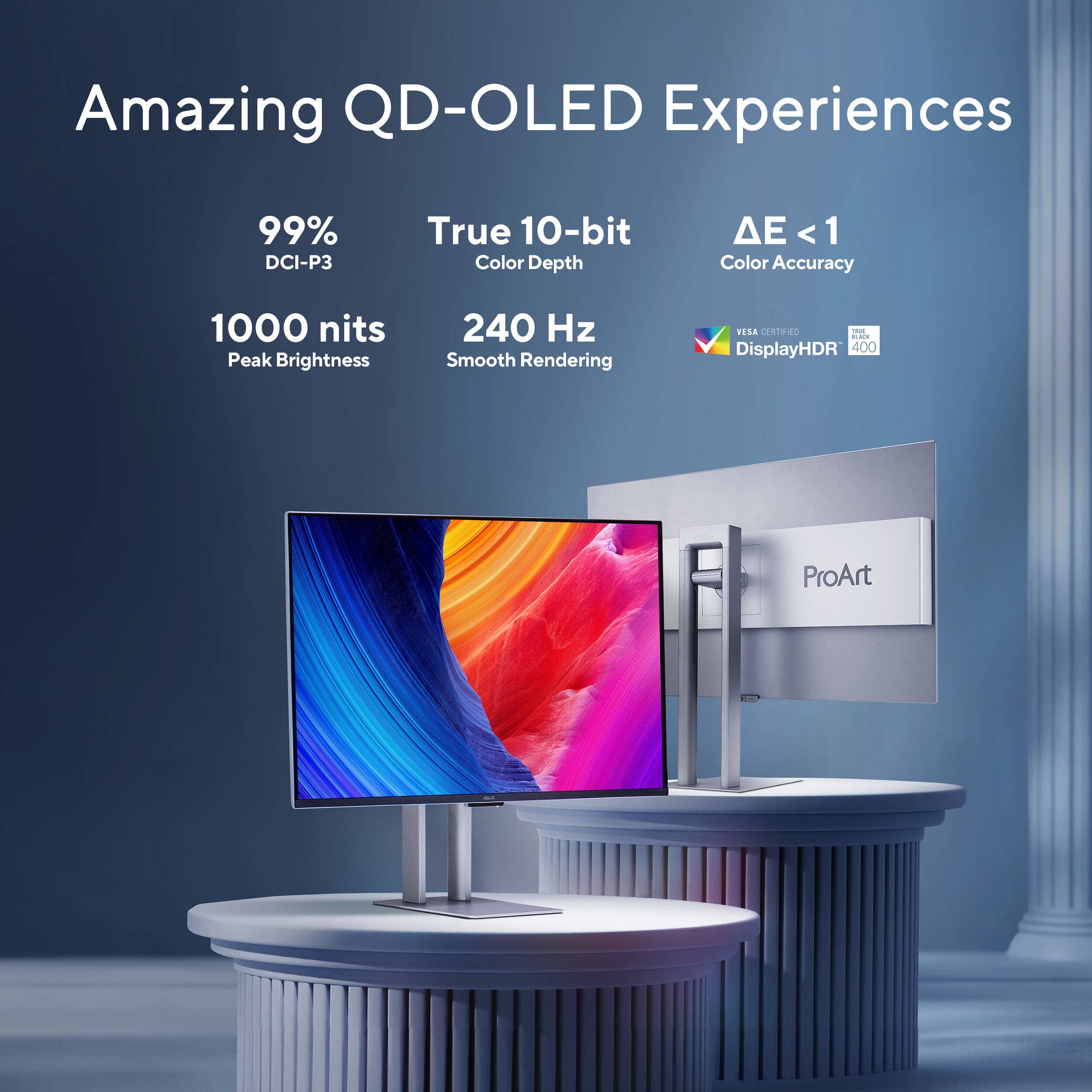 ASUS ProArt PA32UCDM 32-inch 4K HDR QD-OLED professional monitor with slim bezel