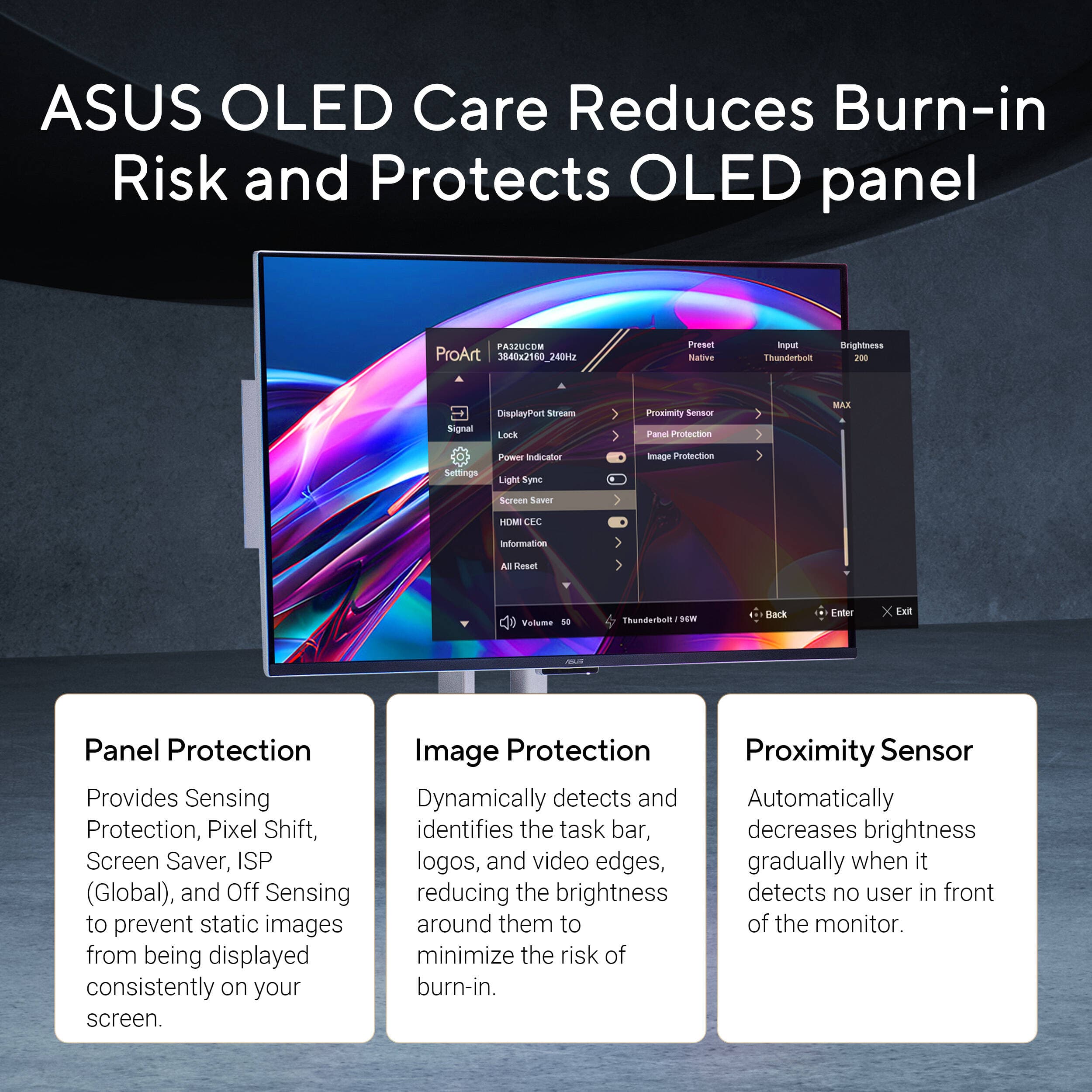 ASUS ProArt PA32UCDM 32-inch 4K HDR QD-OLED professional monitor with slim bezel