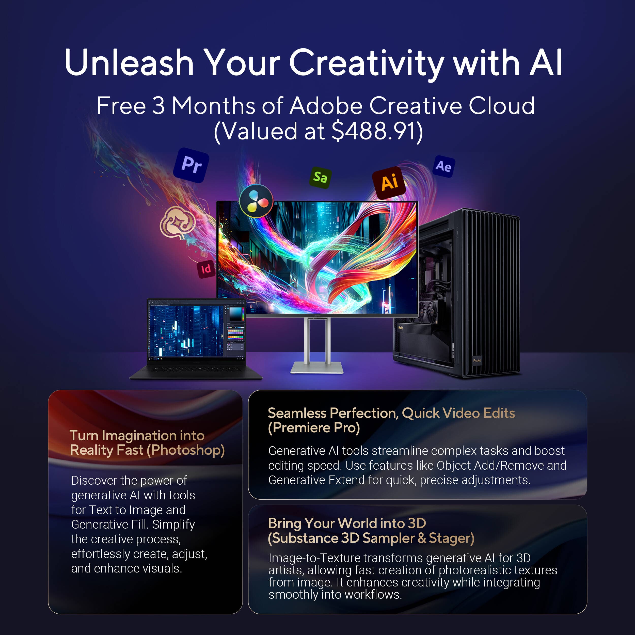 ASUS ProArt PA32UCDM 32-inch 4K HDR QD-OLED professional monitor with slim bezel