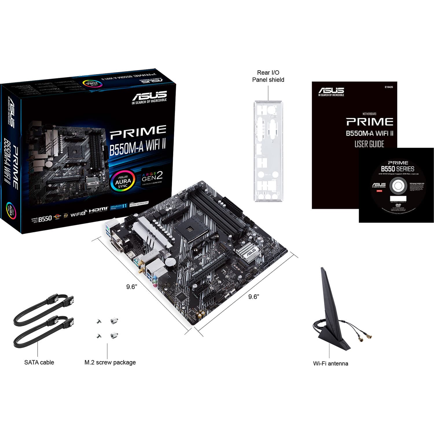 ASUS PRIME B550M-A WIFI II Micro-ATX AM4 motherboard with integrated Wi-Fi