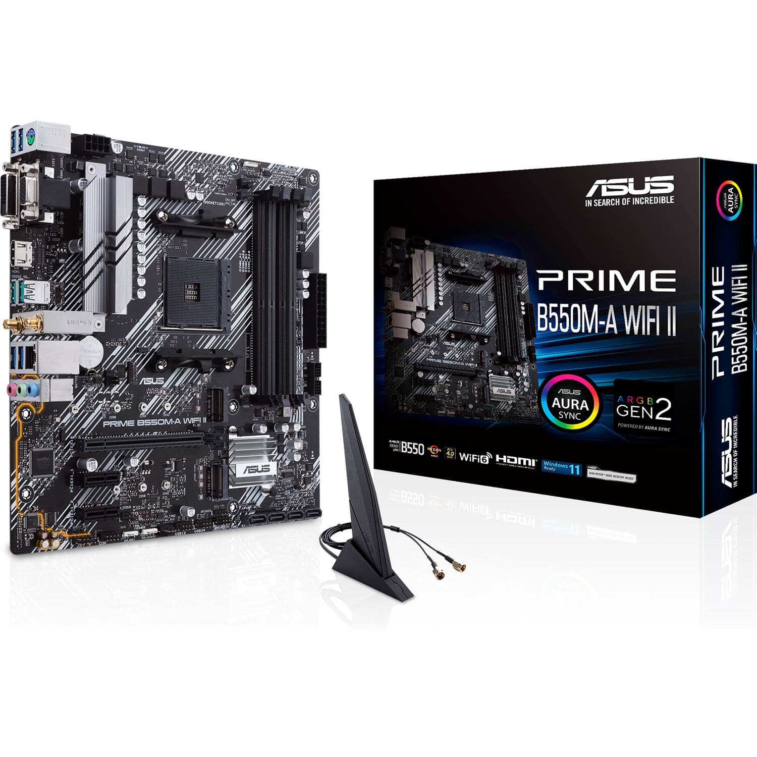 ASUS PRIME B550M-A WIFI II Micro-ATX AM4 motherboard with integrated Wi-Fi