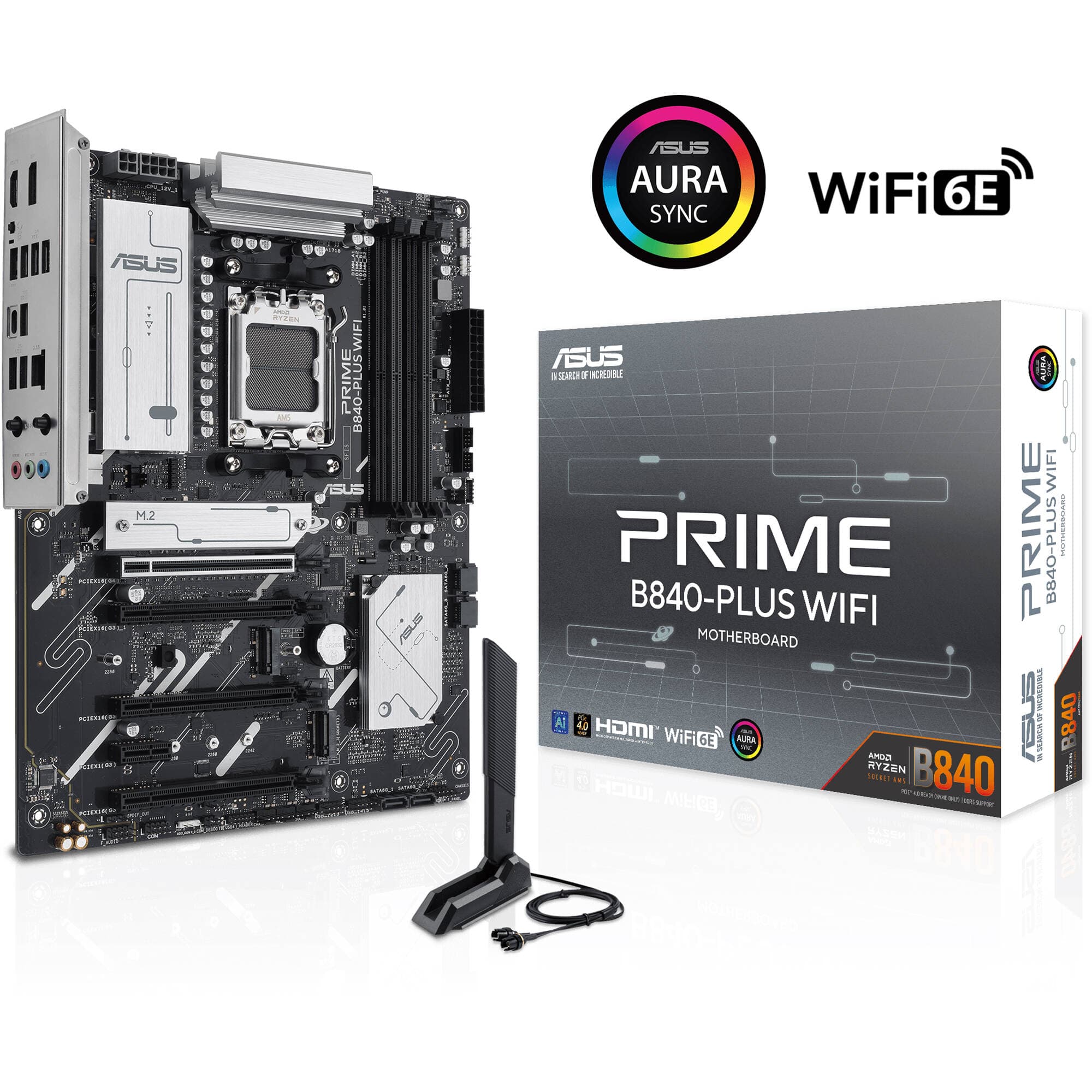 ASUS PRIME B840-PLUS WIFI ATX motherboard for AMD AM5 with DDR5, Wi-Fi 6E, and 3 M.2 slots