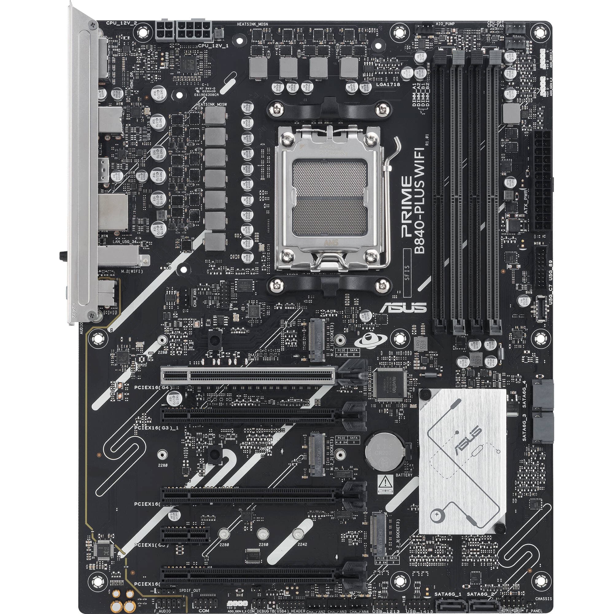 ASUS PRIME B840-PLUS WIFI ATX motherboard for AMD AM5 with DDR5, Wi-Fi 6E, and 3 M.2 slots