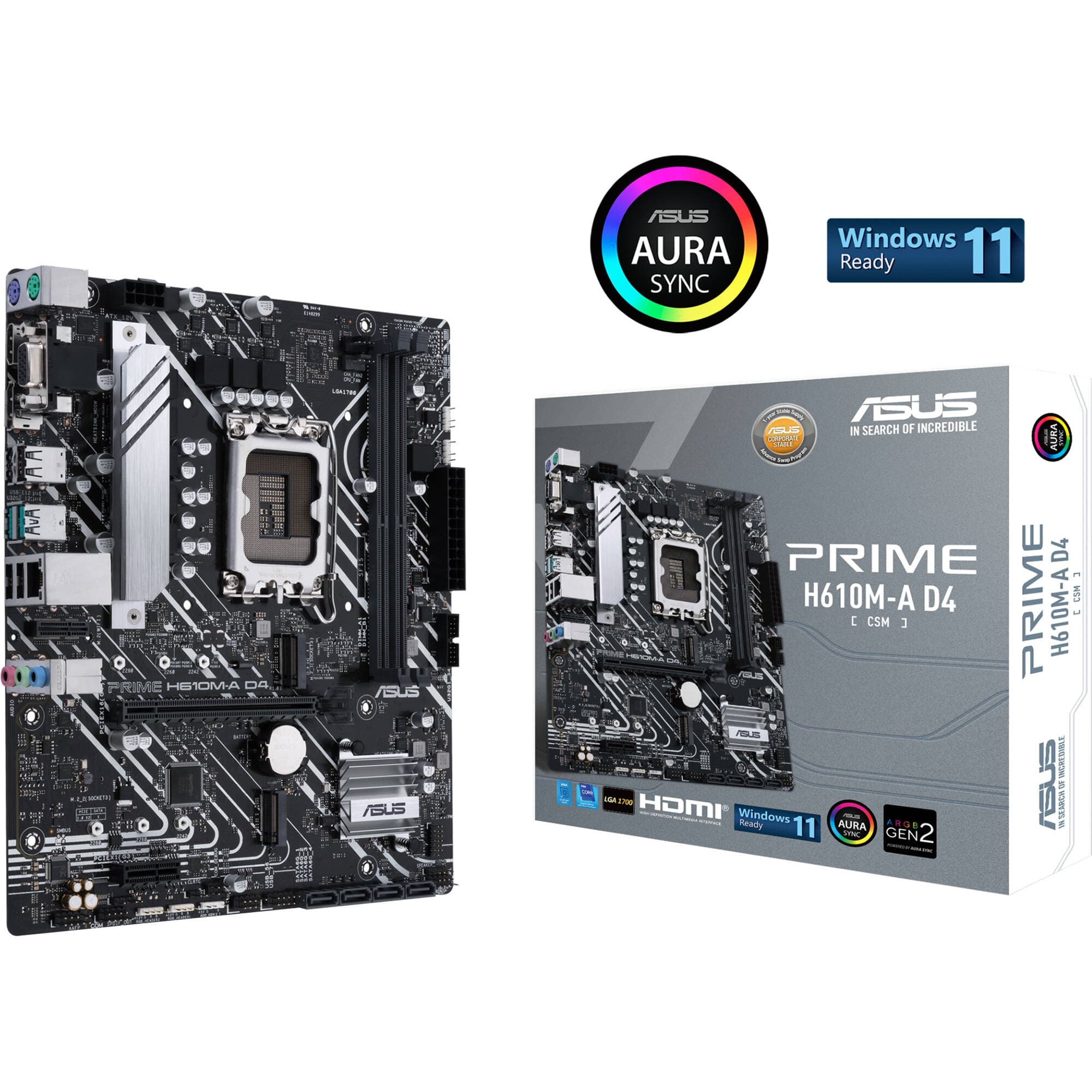 ASUS PRIME H610M-A D4-CSM Intel H610 Micro ATX DDR4 motherboard